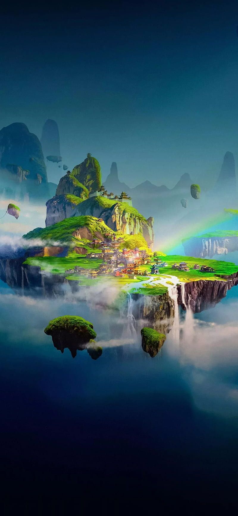 800x1733 HD drawing mountain wallpaper