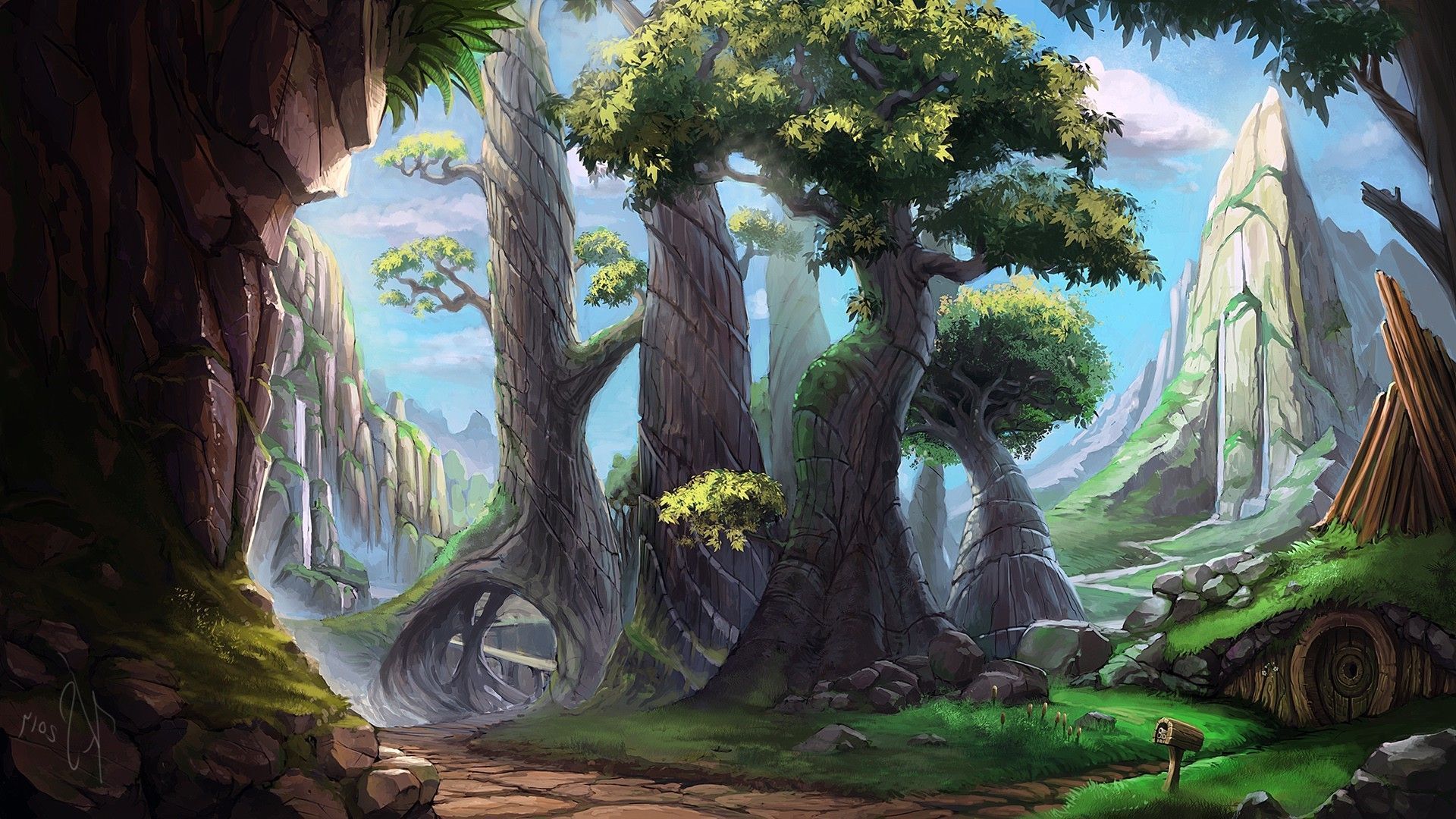 1920x1080 Drawn Nature Wallpaper