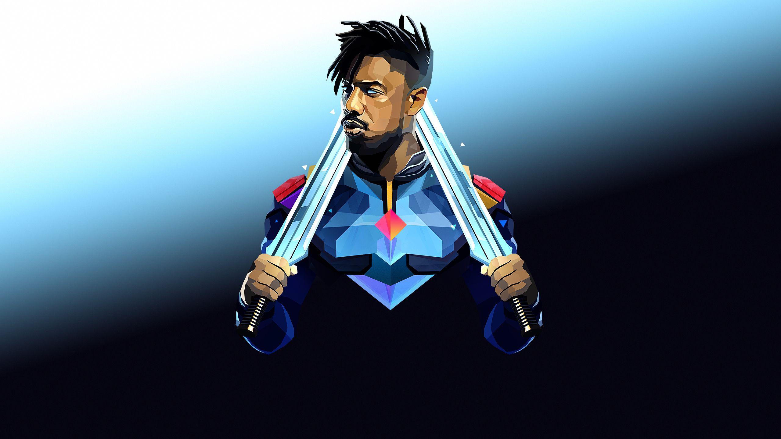 2560x1440 Wallpaper Erik Killmonger, Supervillain, Abstract, Marvel