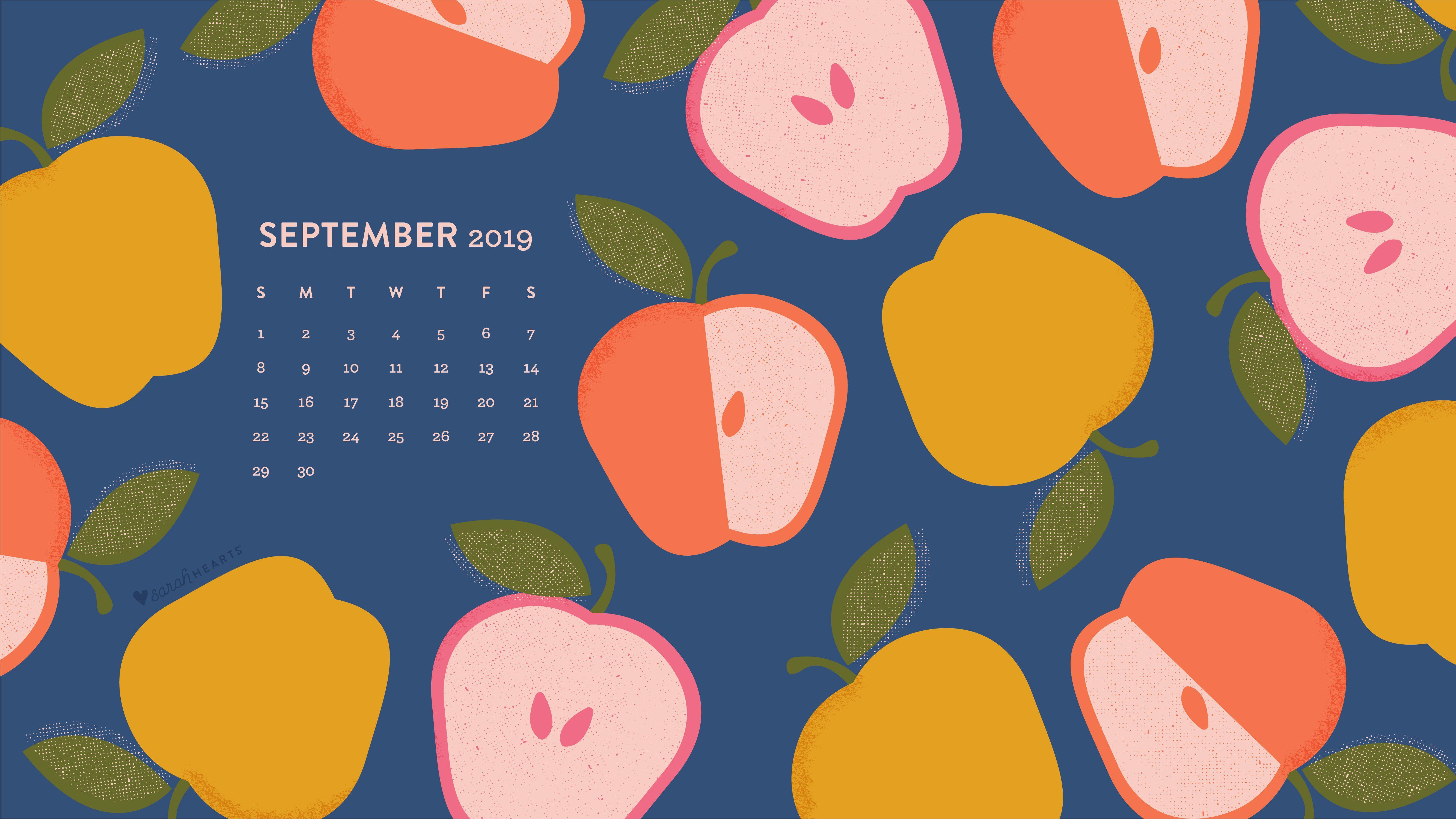 5334x3001 Colorful Apple September 2019 Calendar Wallpaper