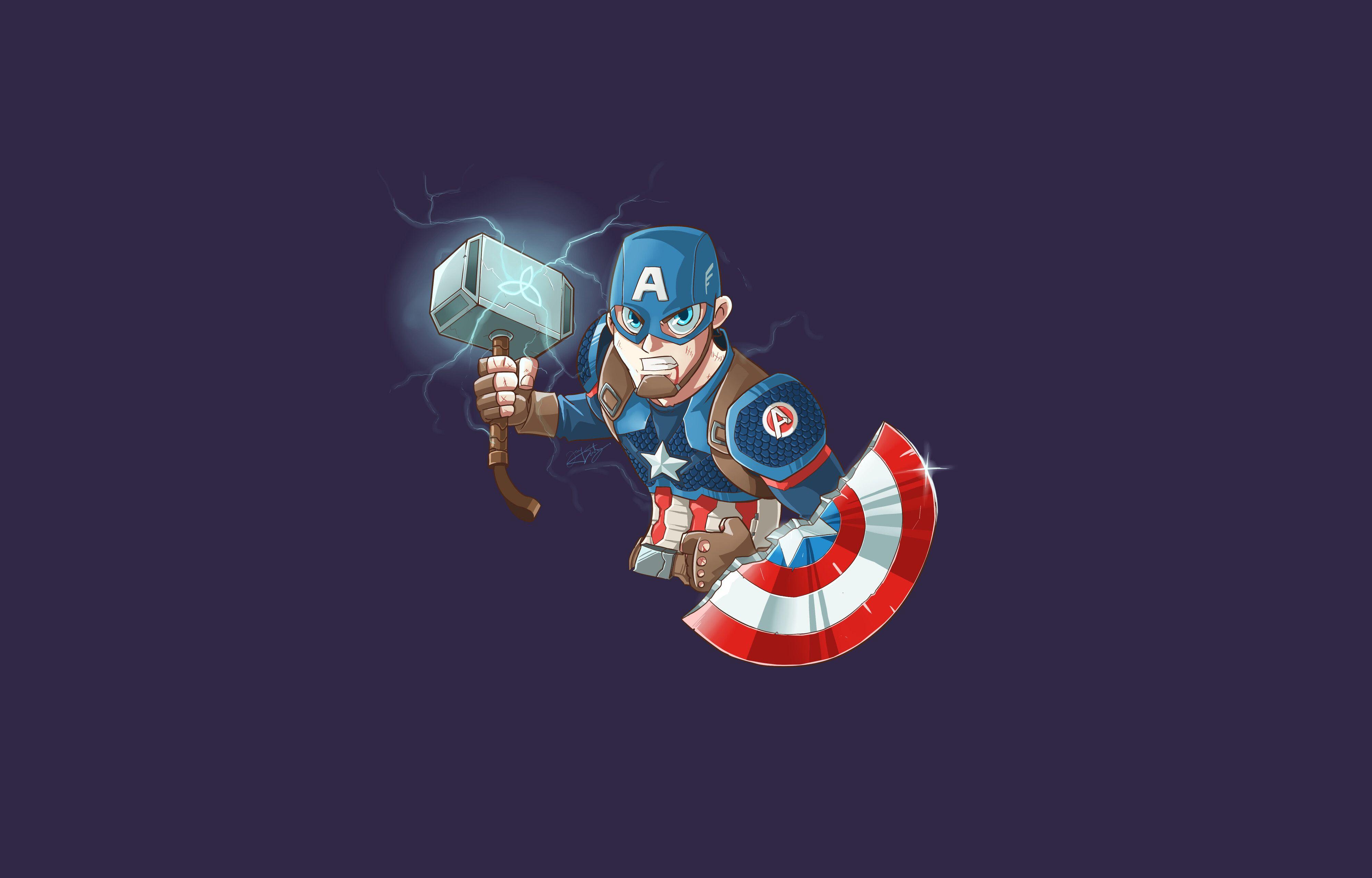 4000x2560 Captain America với Mjolnir and Shield Art Hình nền, Nghệ sĩ HD