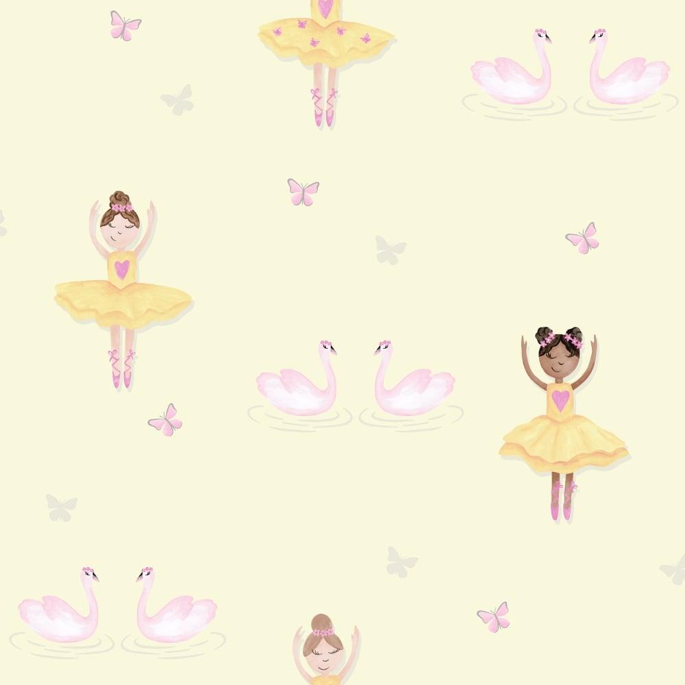 1000x1000 Holden Ballerina Dancer Pattern Childrens Wallpaper Butterfly Hearts Glitter 12462