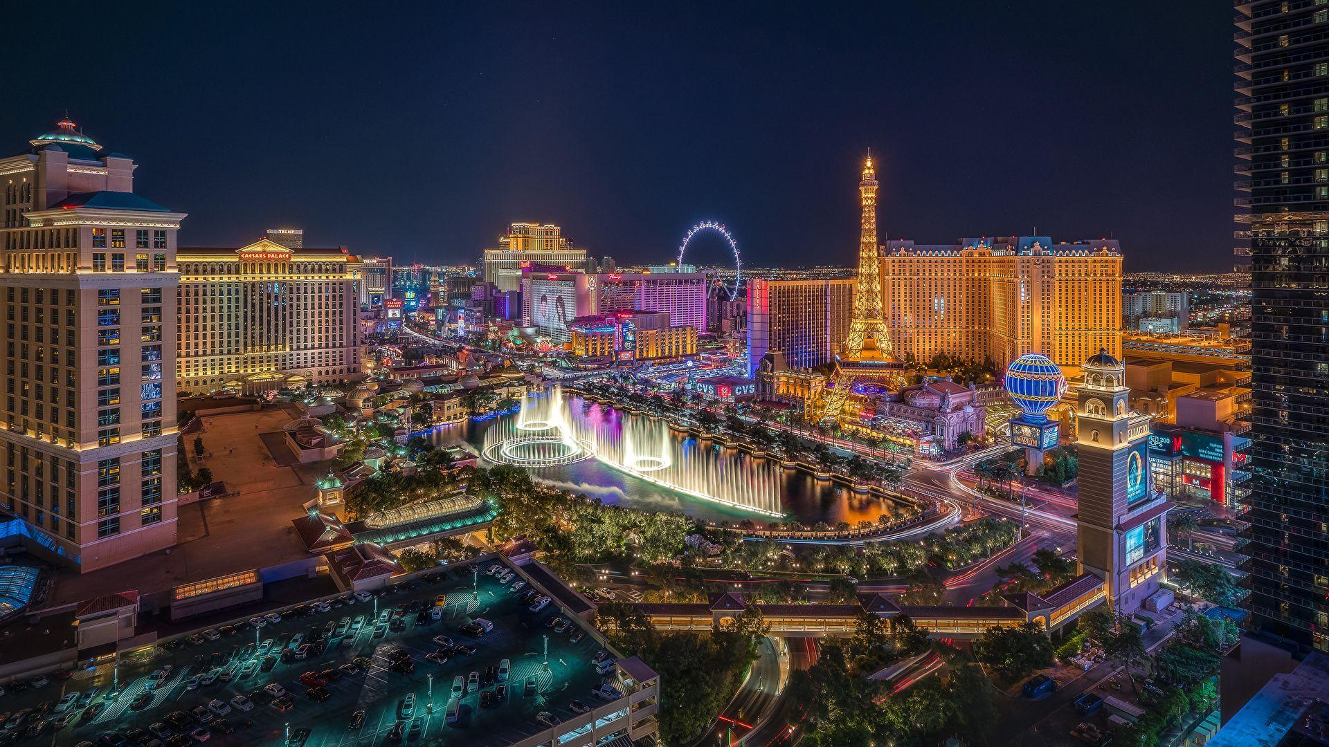 1920x1080 Photo Las Vegas USA Fountains Night Cities Building 1920x1080