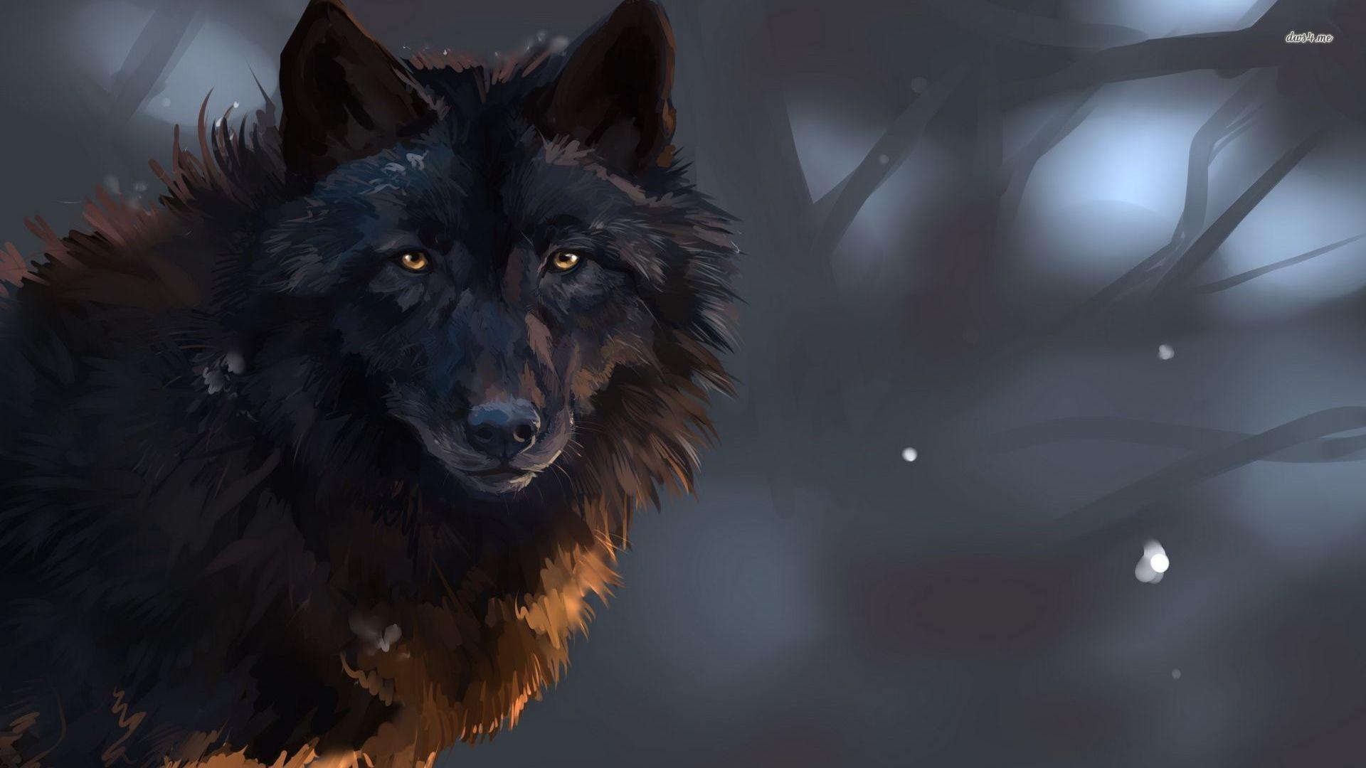 1920x1080 Staring black wolf wallpaper Art wallpaper