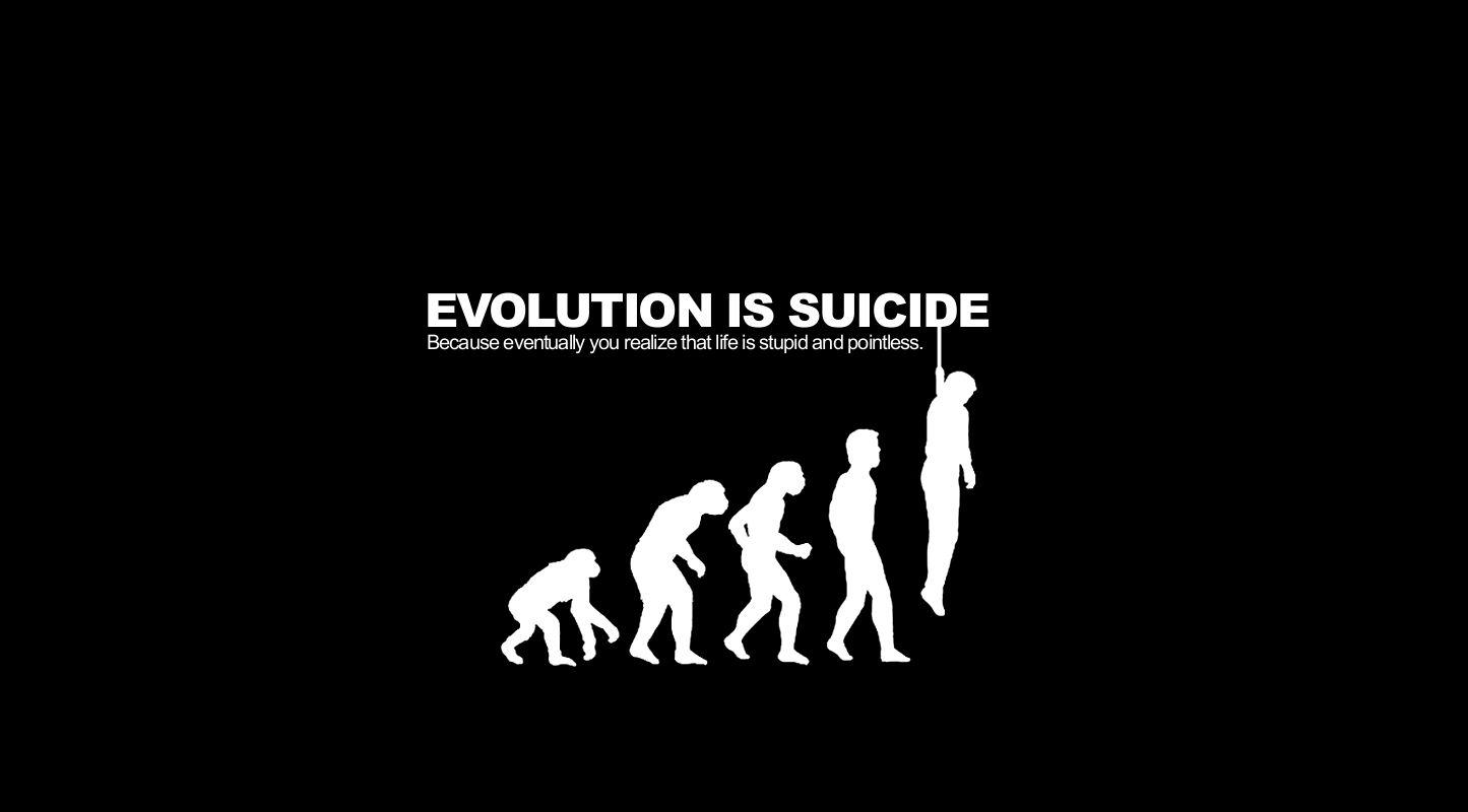 1445x800 evolution, black humor wallpaper