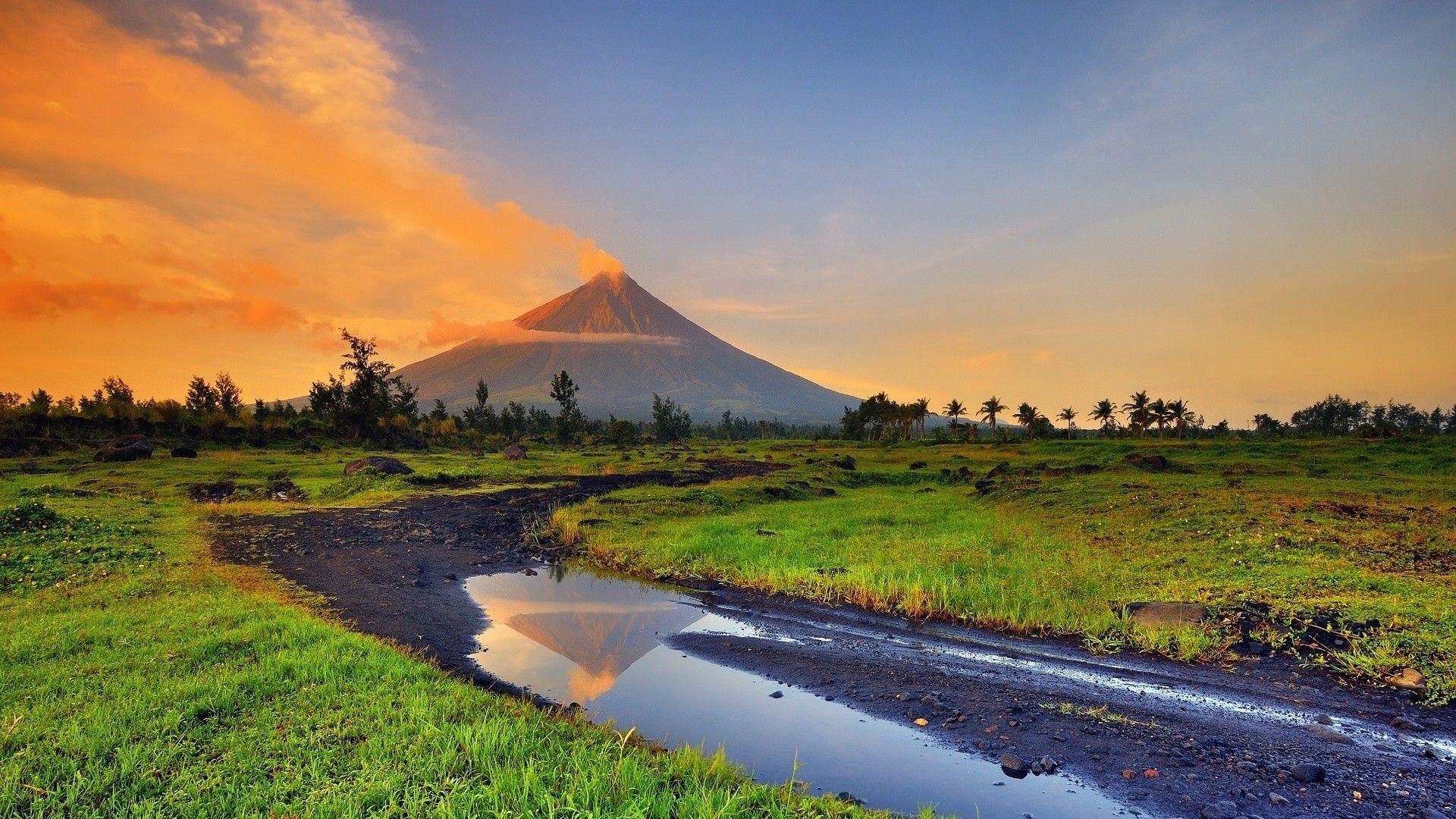 1920x1080 1920x1080 landscape volcano stream smoke philippines