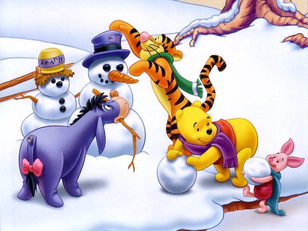 1024x768 Winnie the Pooh Winter Fun Wallpaper. Winnie the Pooh