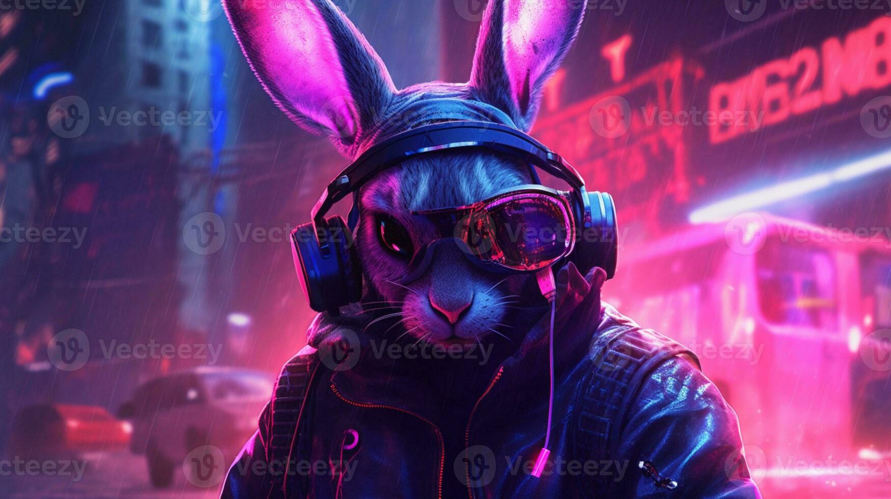 1749x980 bunny with cyberpunk realistic
