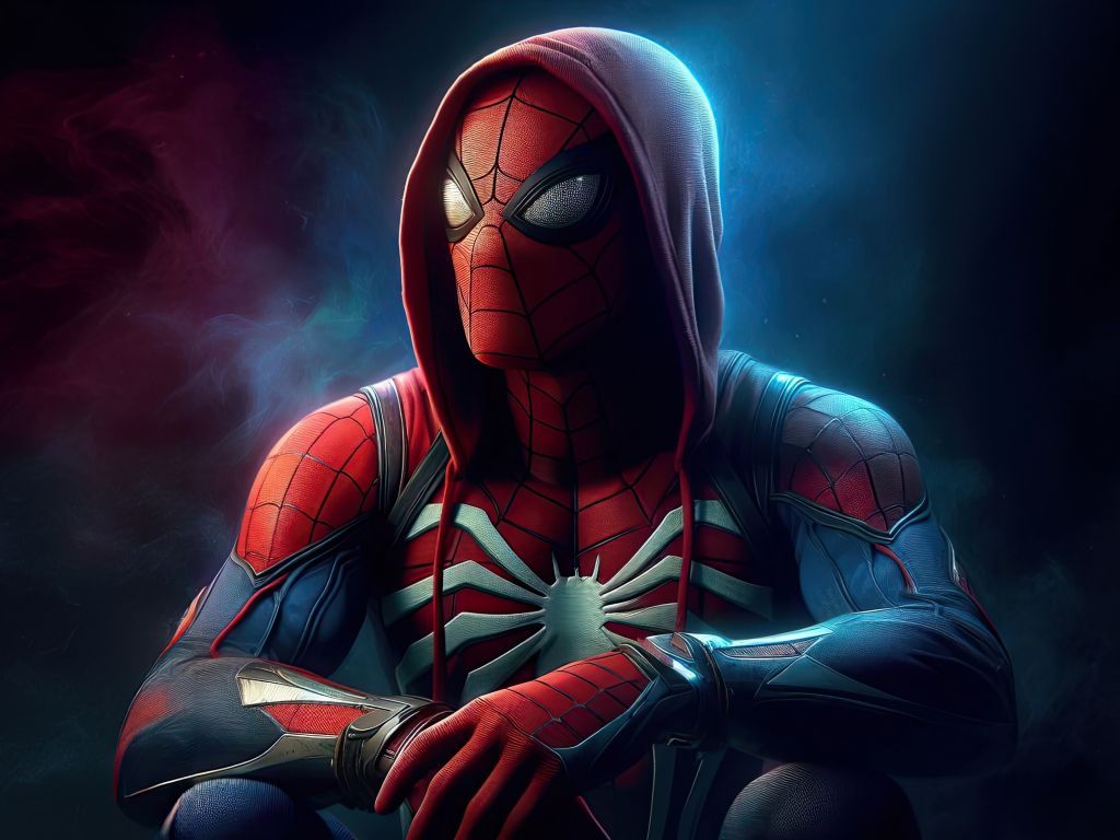 1024x768 Amazing Spider Man In Hood, Fan Art