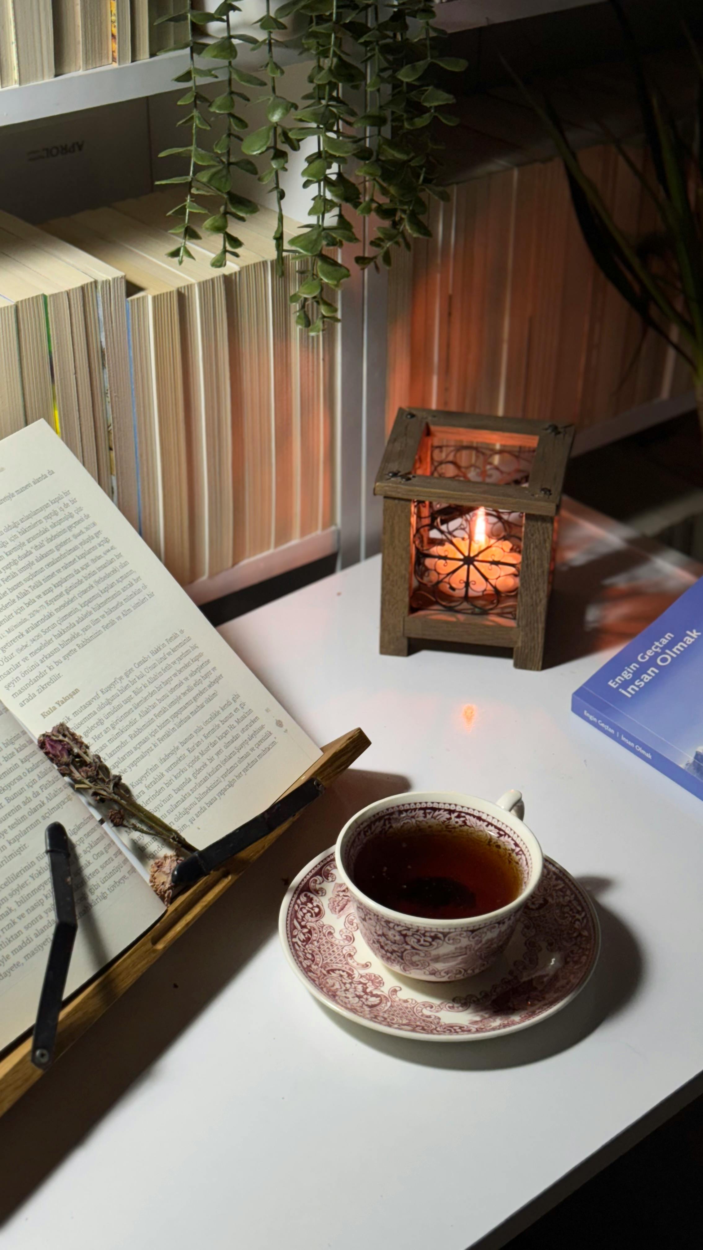 2268x4032 Cozy Reading Nook with Tea