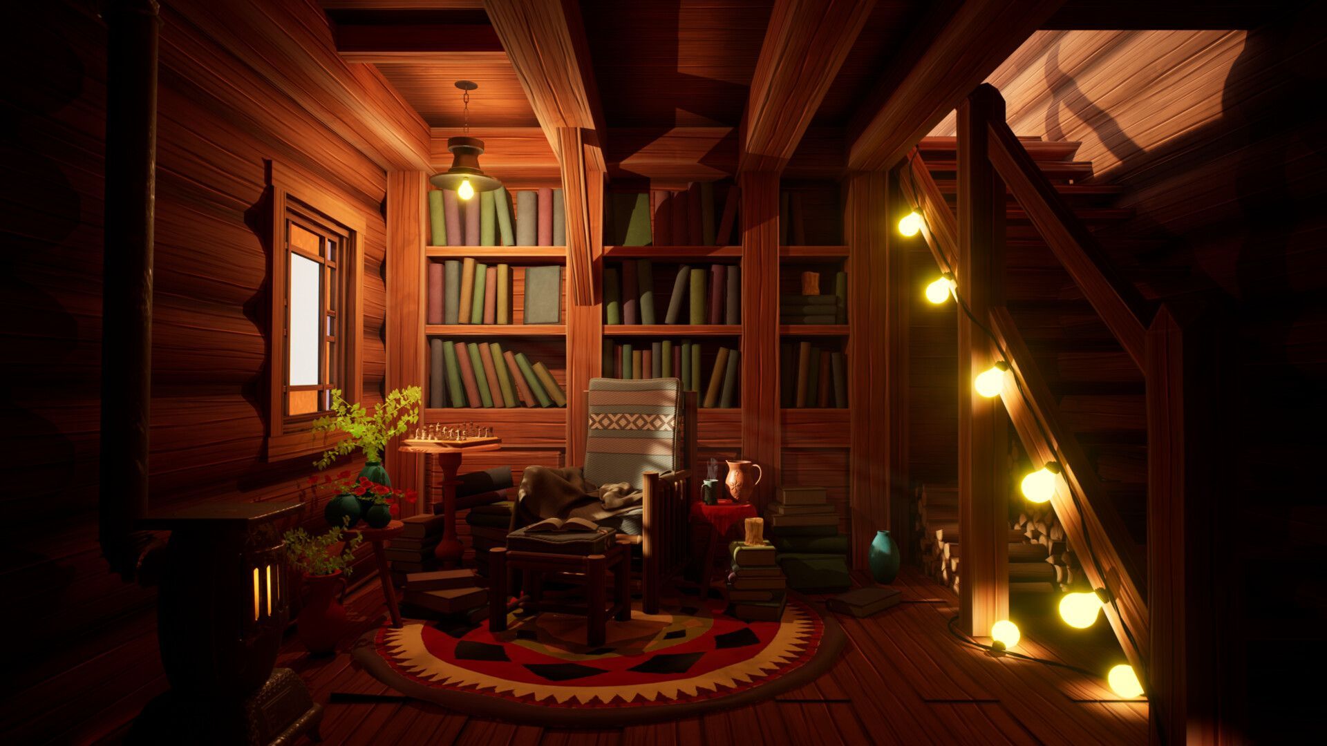 1920x1080 Stylized Cozy Reading Nook