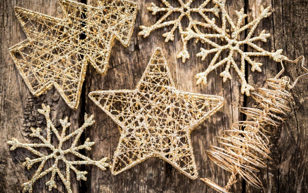 1280x804 Small Gold Christmas Ornaments wallpaper. Small Gold