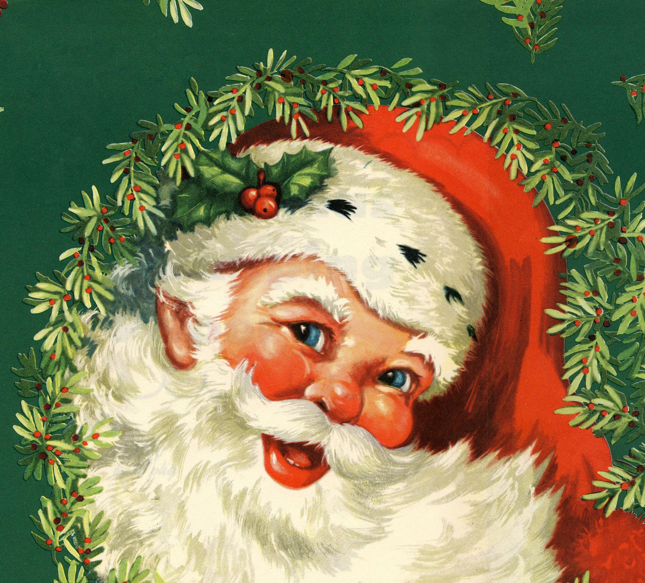 2582x2336 Vintage Santa Face Clipart