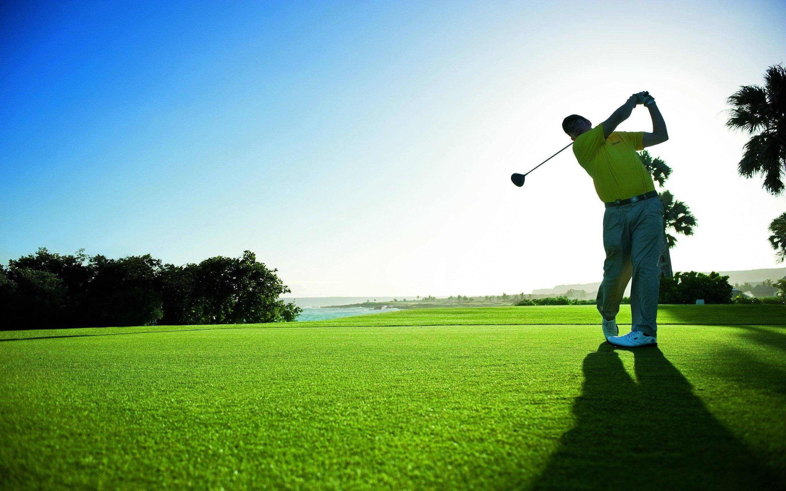 2560x1600 Man Swinging His Cool Golf Stick