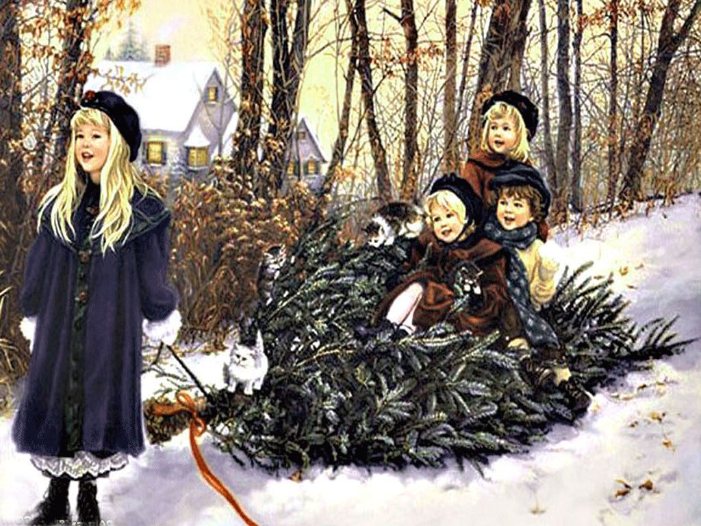 1024x768 Vintage Christmas Wallpaper