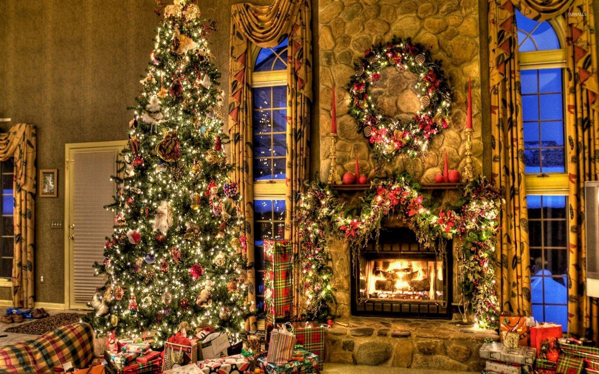 Christmas Fireplace Wallpapers Top Free Christmas Fireplace Backgrounds Wallpaperaccess