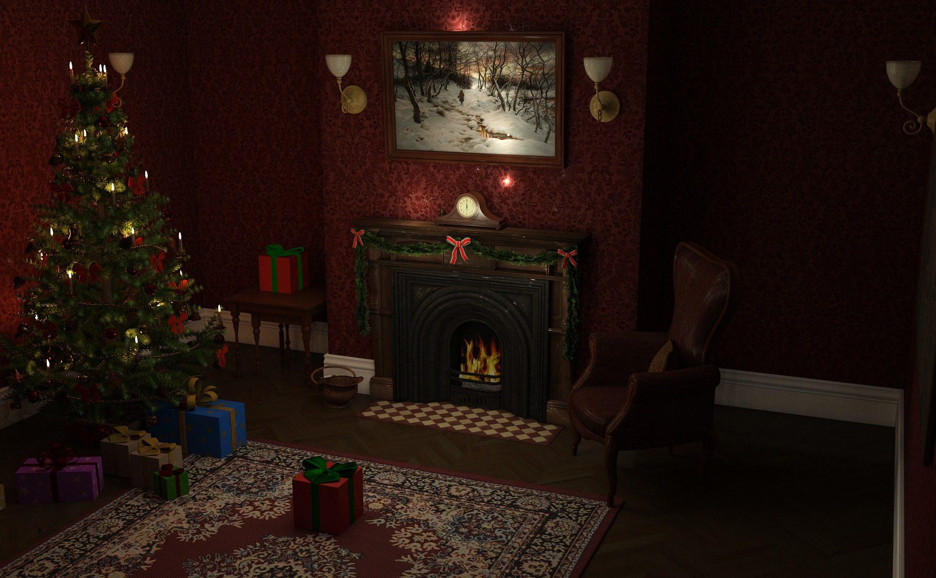 1920x1186 Christmas Fireplace Wallpaper Free HD Download