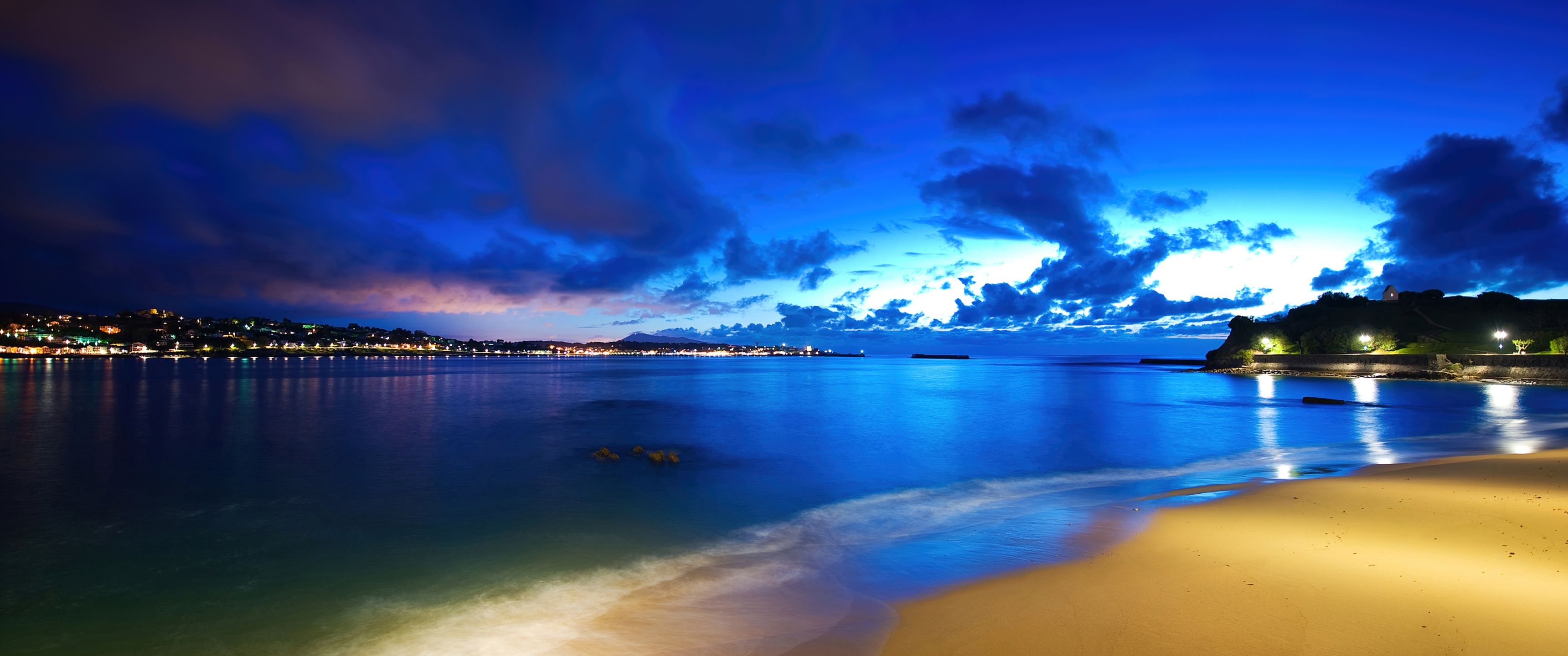 3440x1440 Saint Jean De Luz Wallpaper 4K, Fishing Port, Blue Sky, Beach