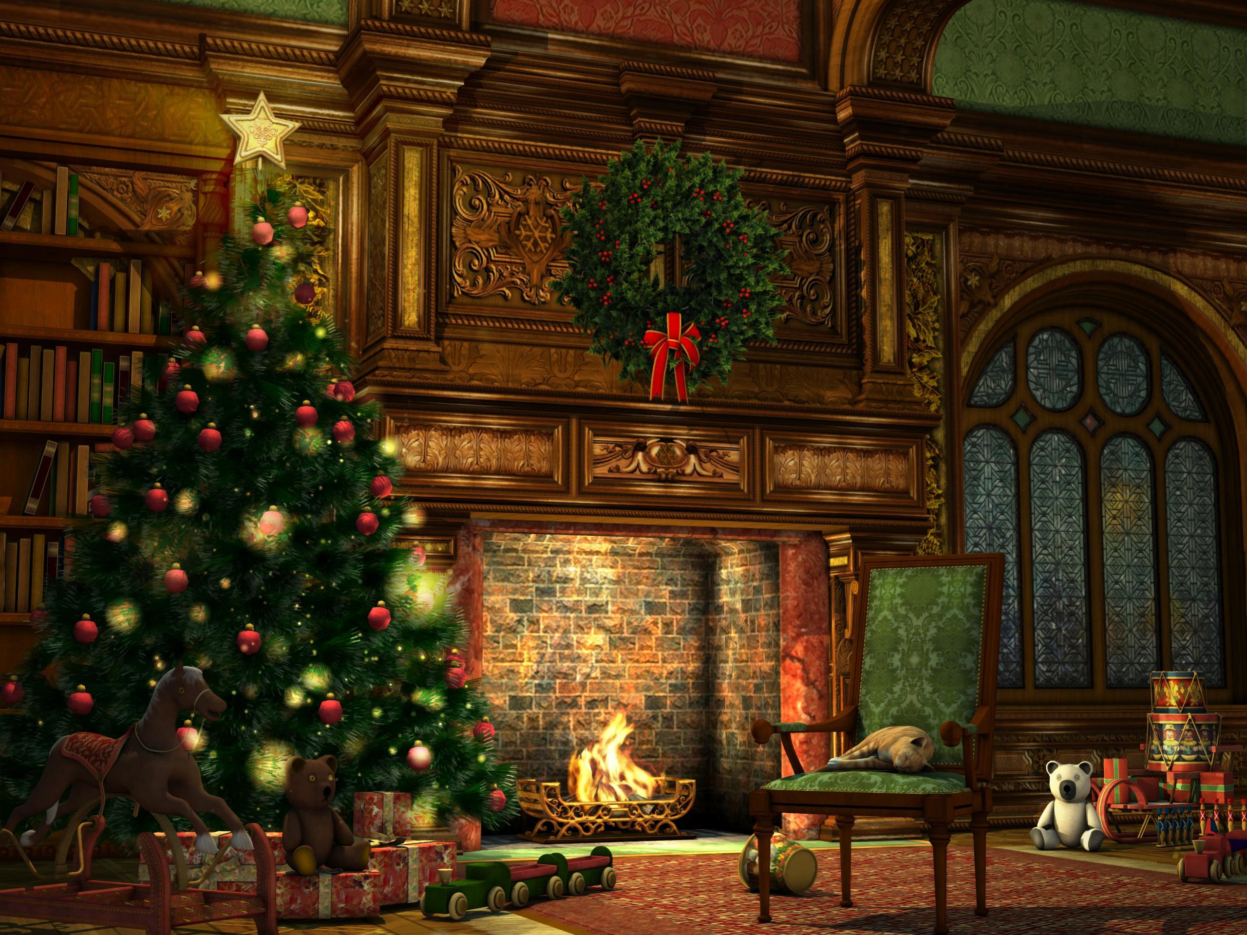 Christmas Fireplace Wallpapers - Top Free Christmas Fireplace ...