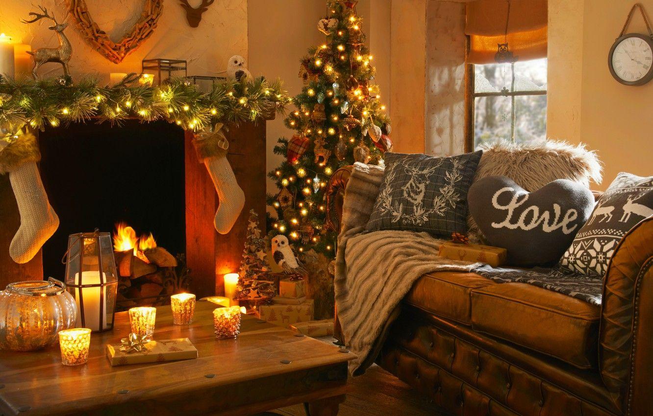 1332x850 Wallpaper love, lights, heart, interior, candles, fireplace