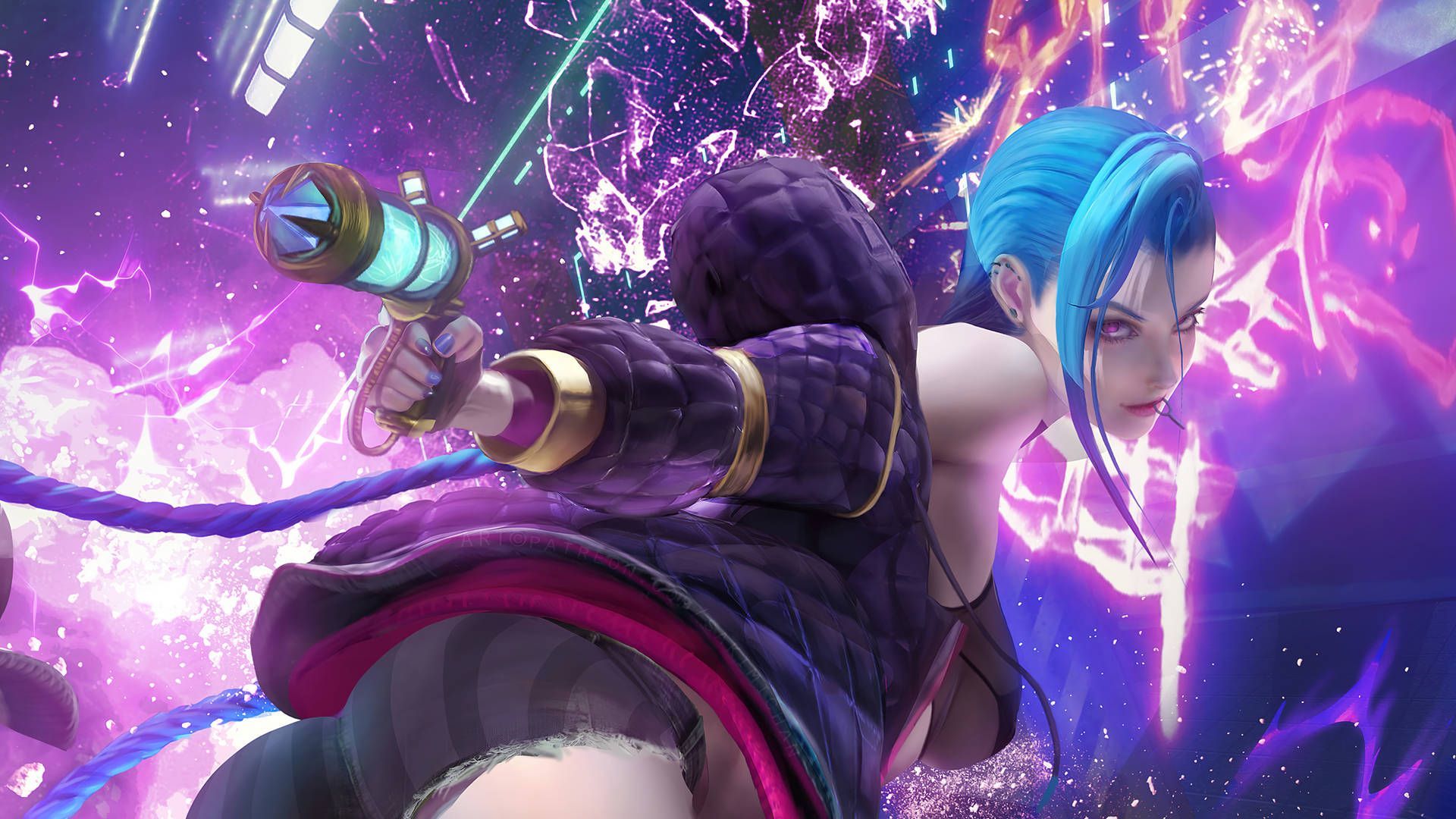 1920x1080 Jinx Arcane Firing Zapper Wallpaper