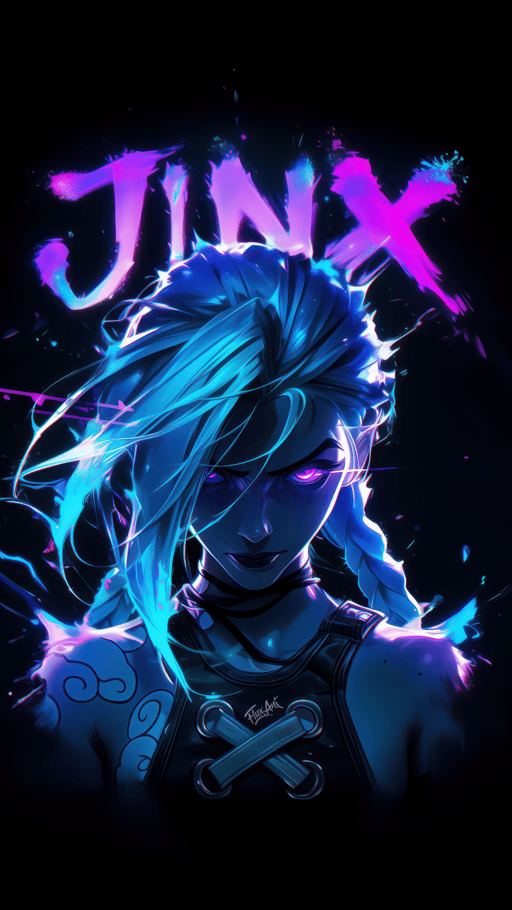 720x1280 Arcane Jinx Wallpaper 4K, Neon art