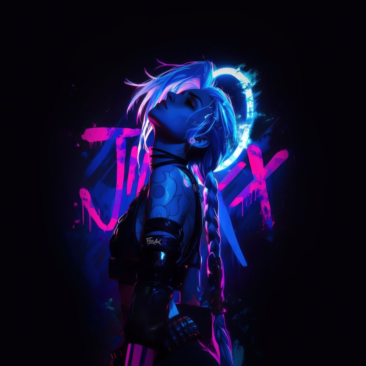 1280x1280 Jinx Wallpaper 4K, Neon art, 5K, Dark