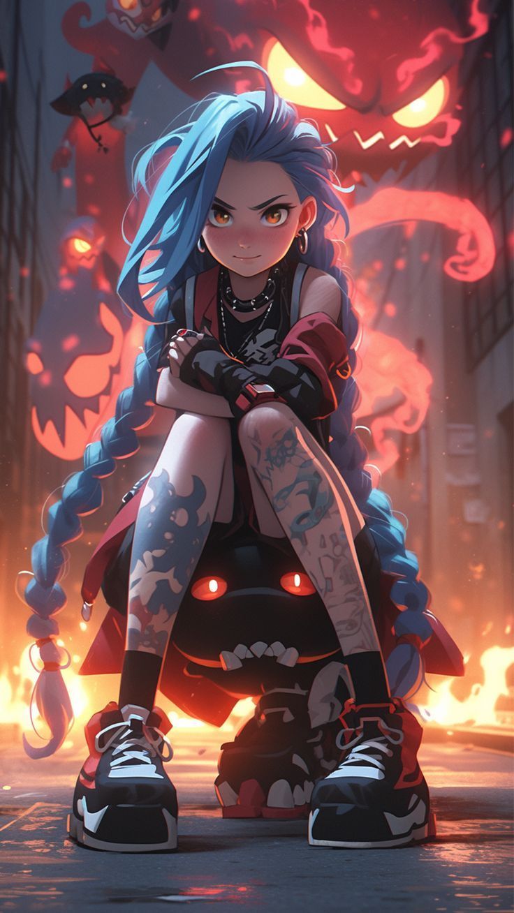 736x1308 Arcane Jinx Wallpaper 4K
