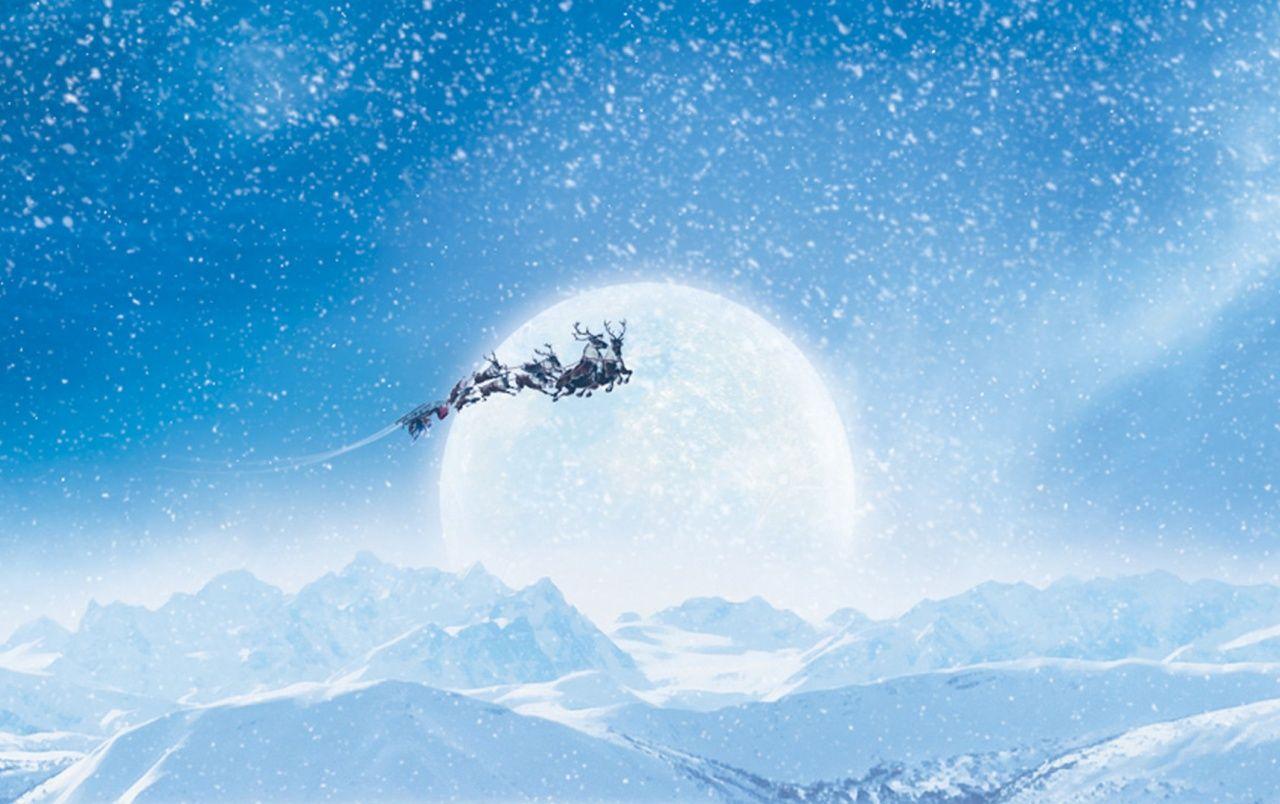 1280x804 Santa's Sleigh and Reindeers wallpaper. Santa's Sleigh