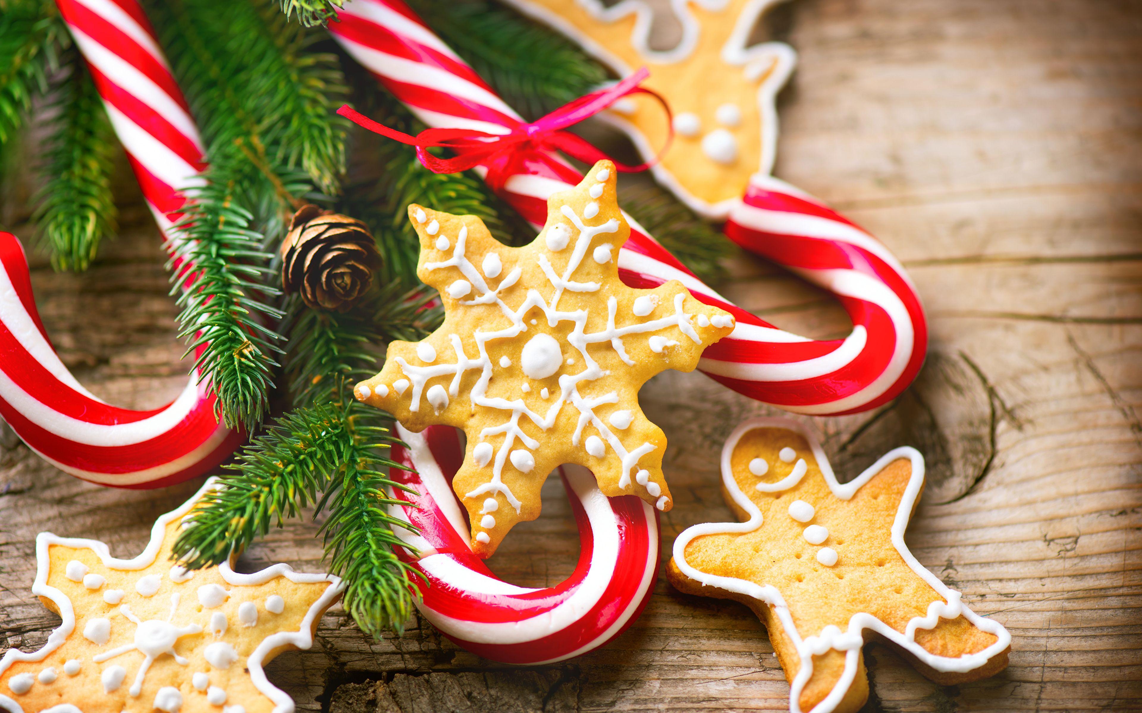 3840x2400 Photos Christmas Candy cane Lollipop Snowflakes Food 3840x2400