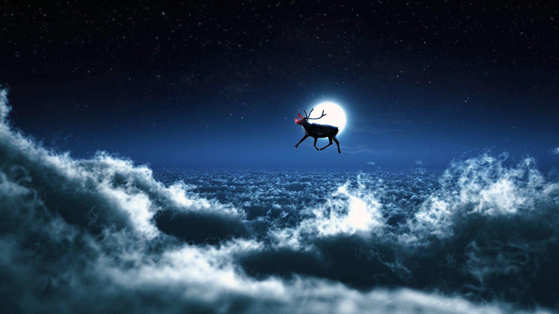 1920x1080 Santa Reindeer Wallpaper in jpg format for free download