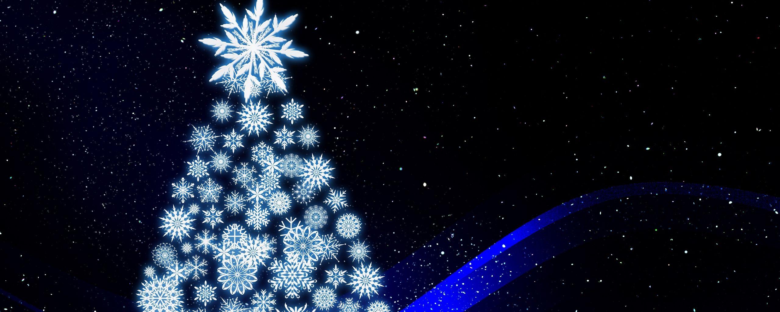 2560x1024 Download wallpaper 2560x1024 christmas tree, art, new year