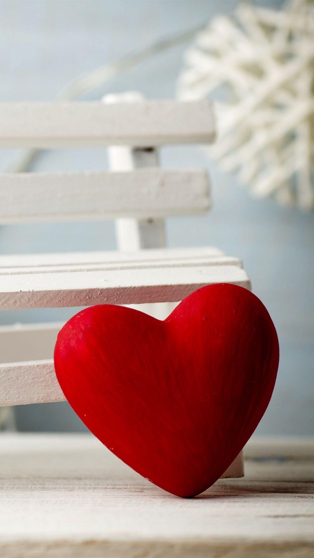 1080x1920 Valentine's Day, red love heart, white style 1080x1920