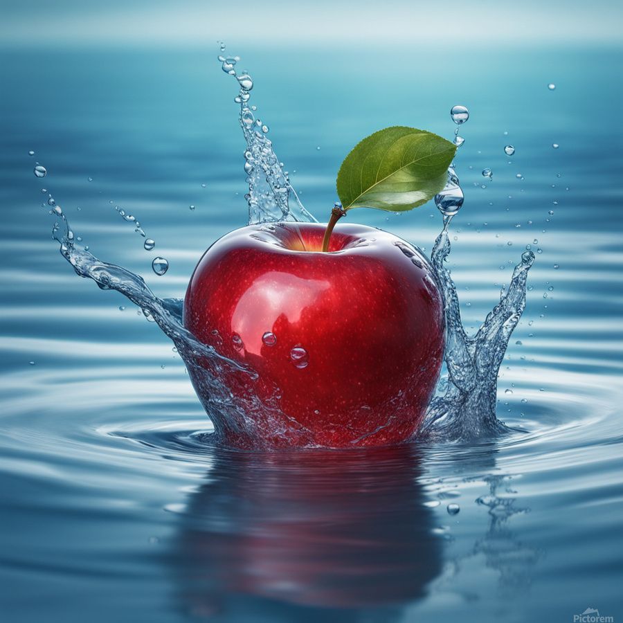 900x900 red glass apple floating