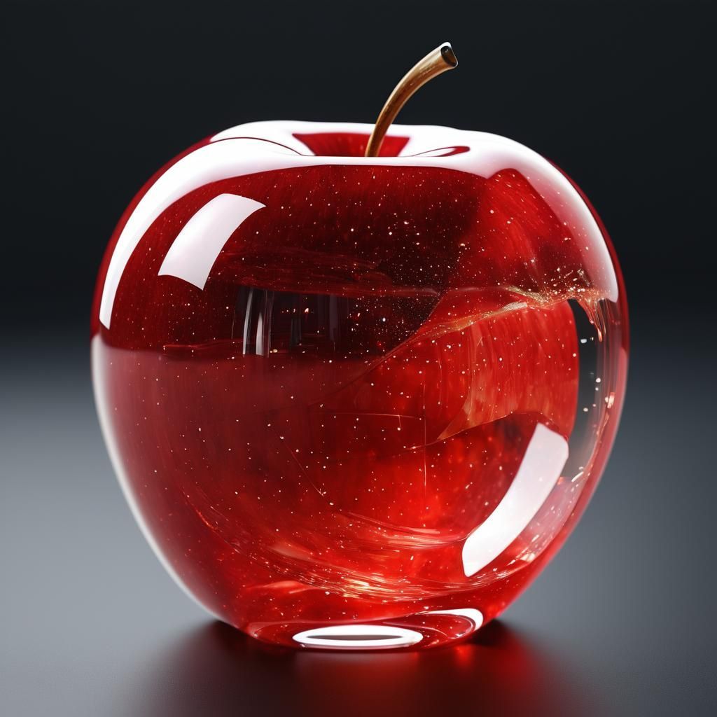 1024x1024 A red apple made of glass red