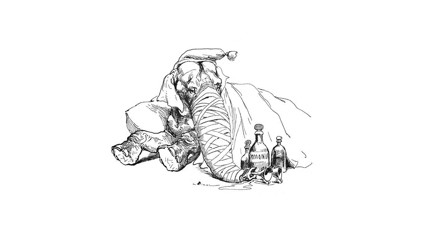 1366x768 desktop wallpaper. elephant drawing