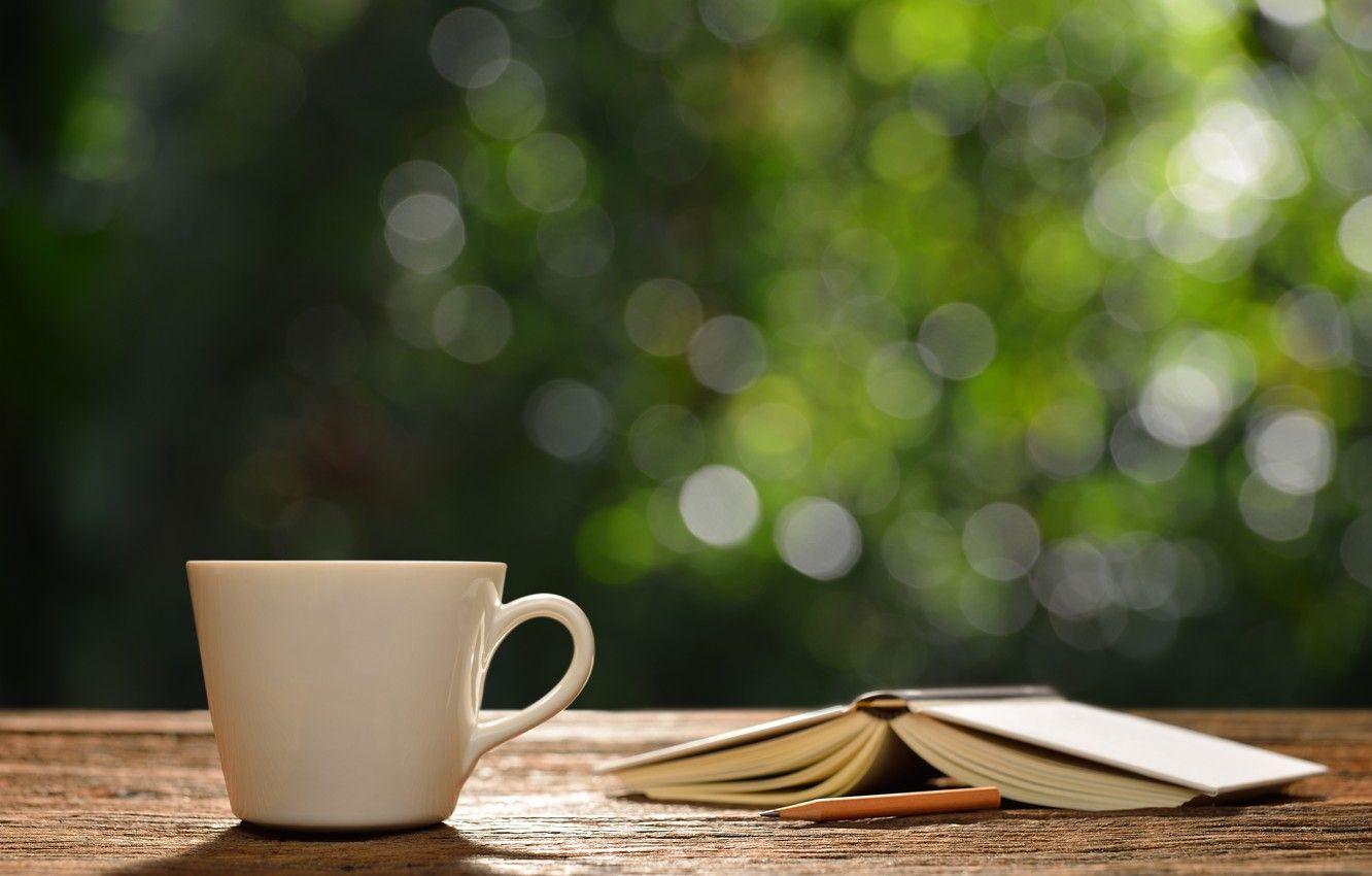 1332x850 Wallpaper coffee, morning, Cup, book, hot, heart, romantic