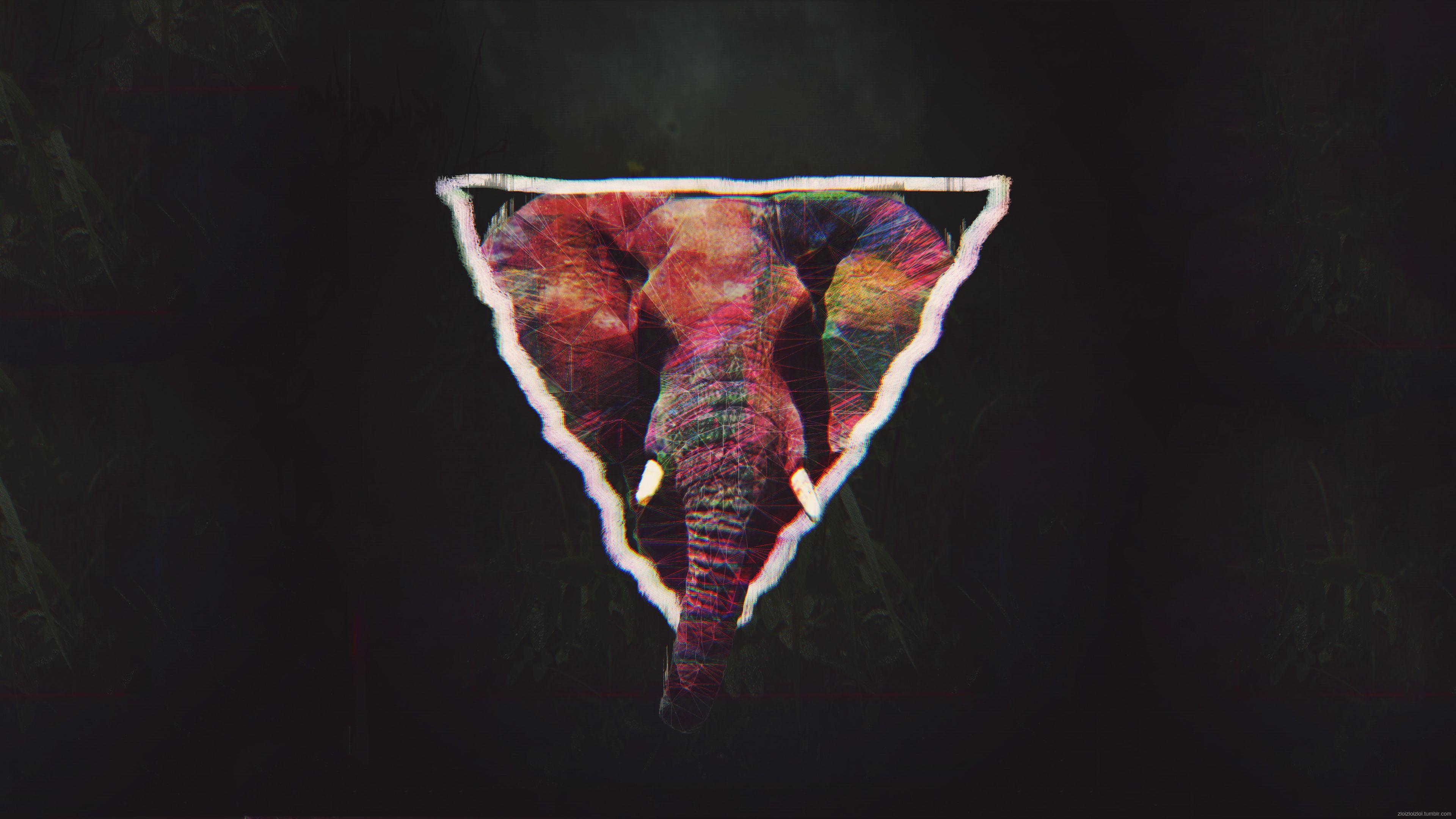 3840x2160 Glitch Elephant Art, HD Artist, 4k Wallpaper, Image