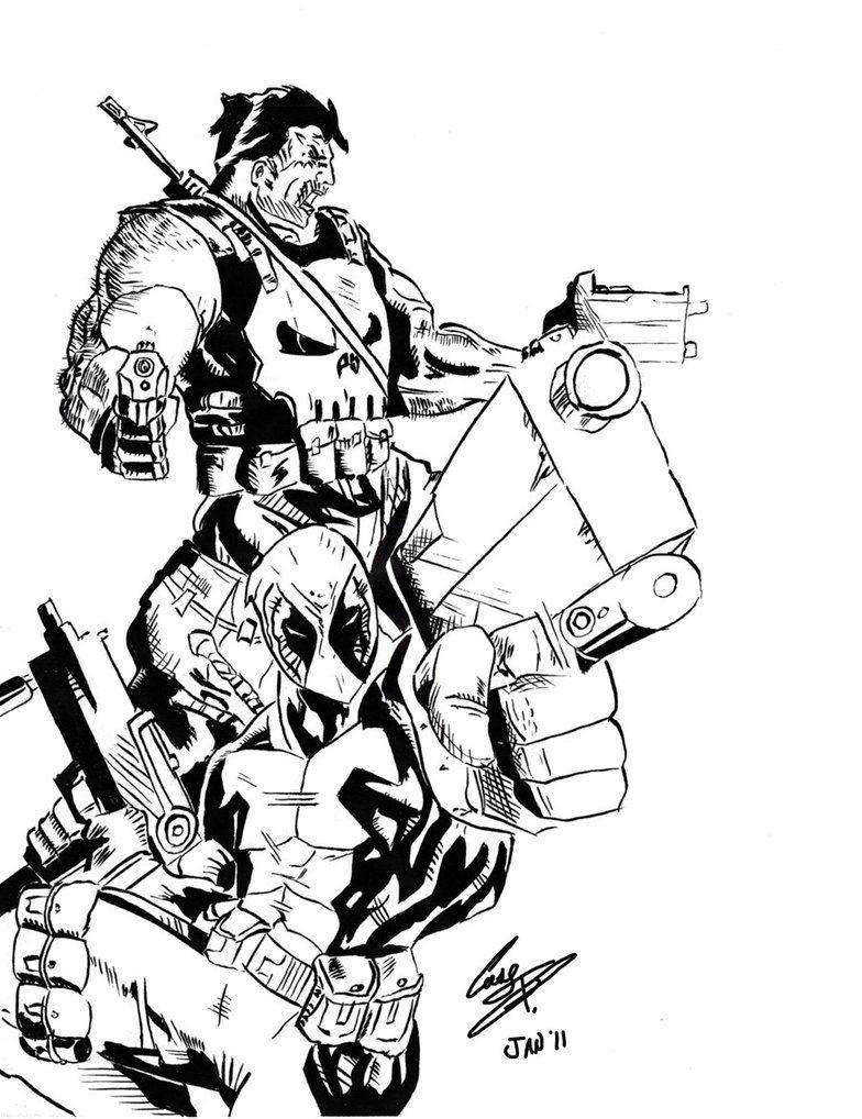 784x1018 Punisher and Deadpool inks