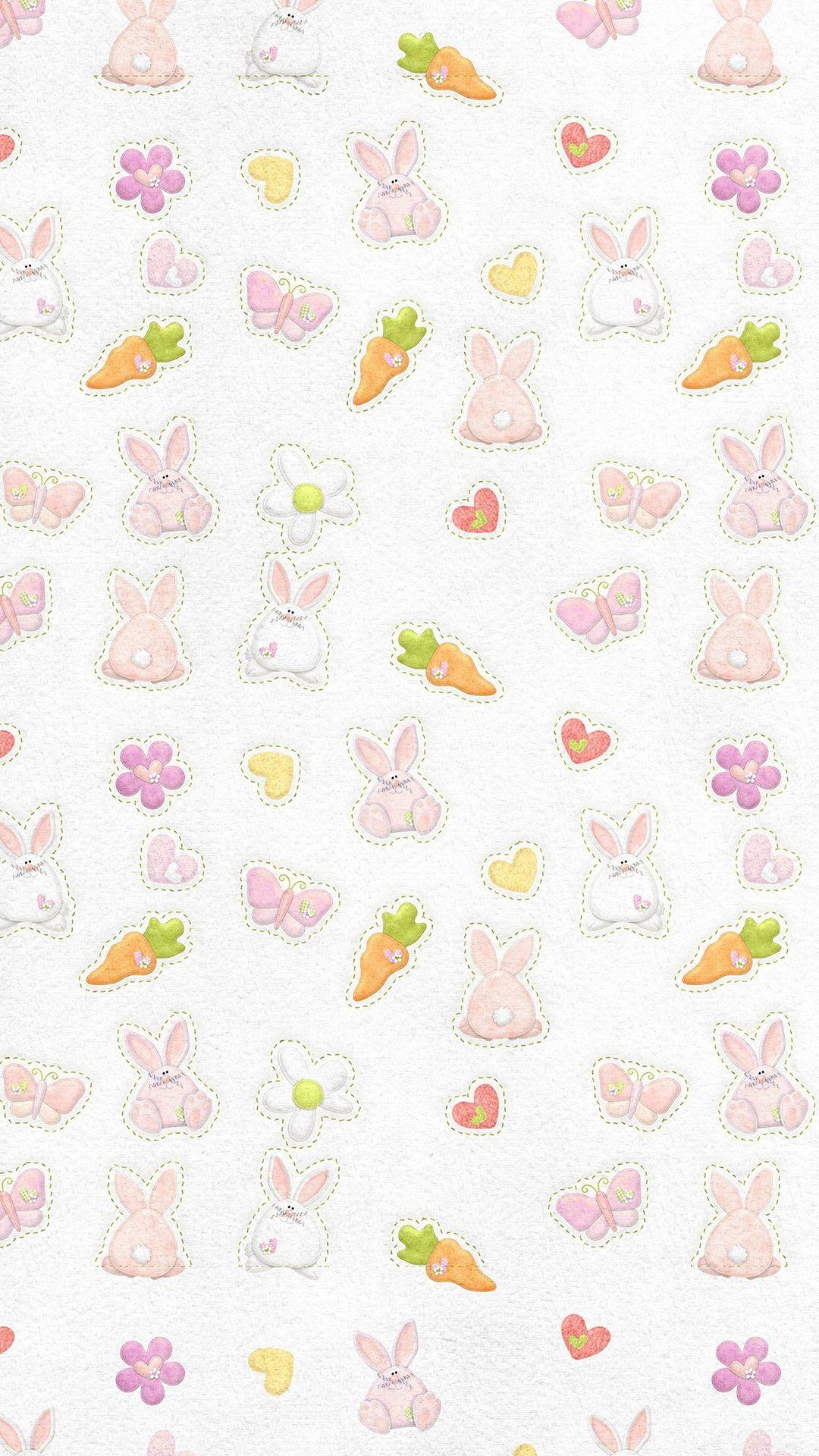 1080x1920 Cute Rabbit Chracter Pattern iPhone 8 Wallpaper Free Download