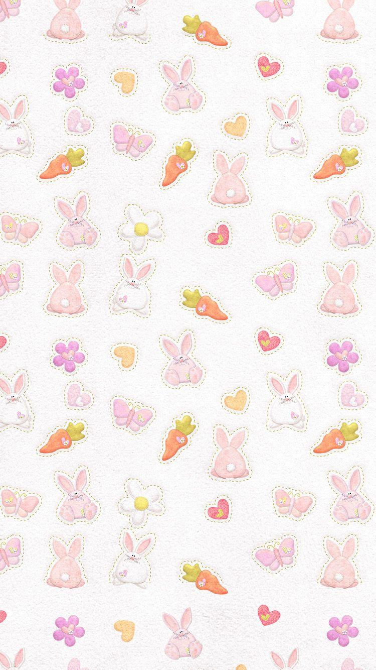 750x1334 Cute Rabbit Chracter Pattern Red