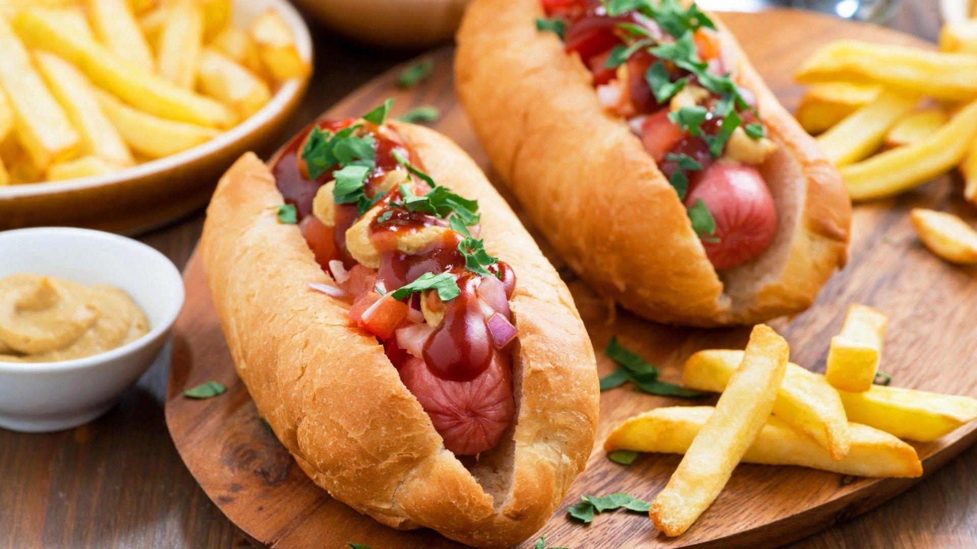 1920x1080 Its a Lunch Time Sausage Patty Fast Food Burger Wallpaper