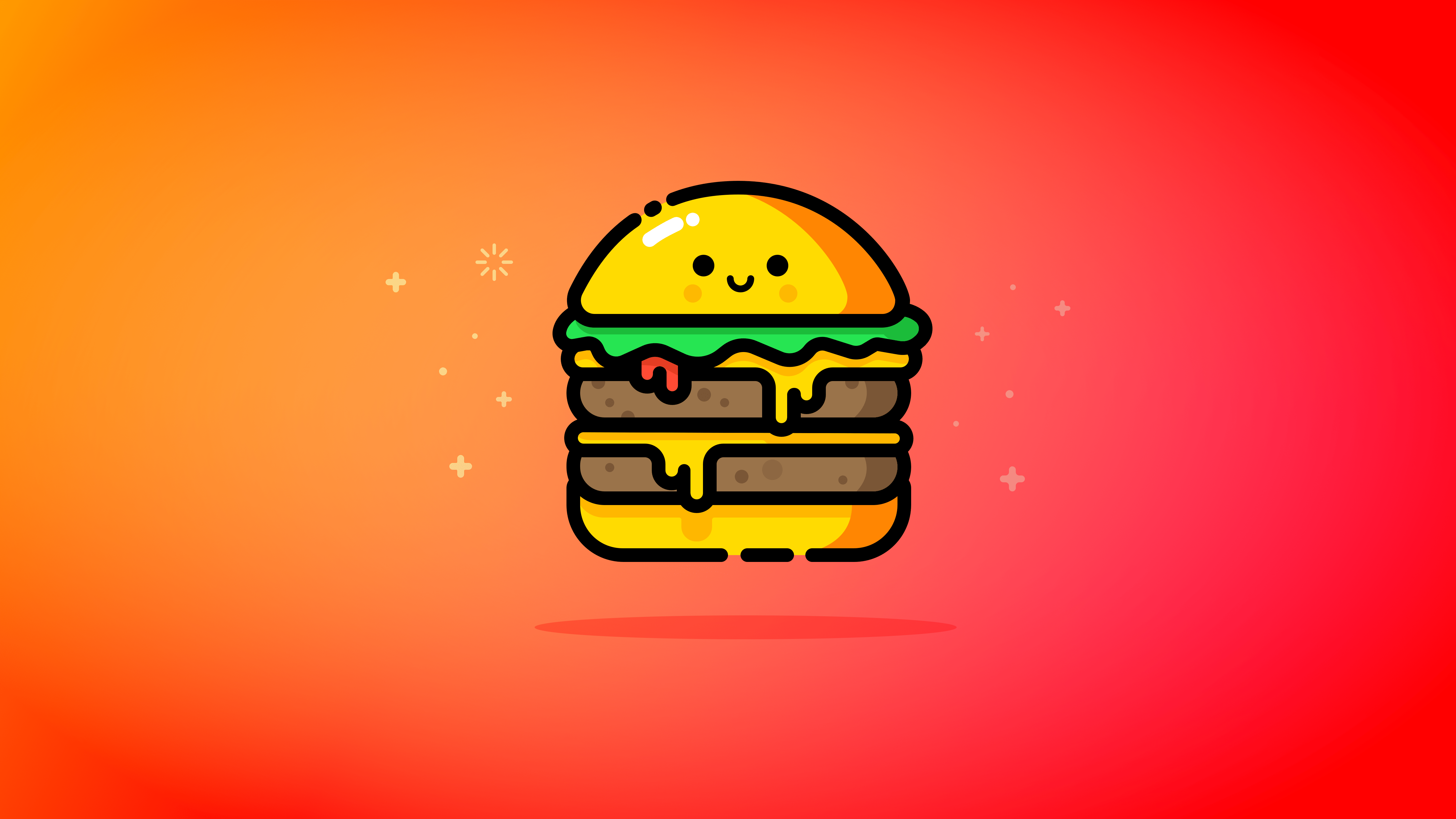 5120x2880 Wallpaper Cheese burger, Double, Orange, Smiley, Minimal, HD