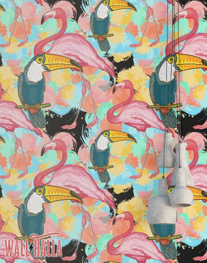 794x1009 Flamingo Toucan Wallpaper Wallpaper Flamingos Toucan Wallpaper Print Peel and Stick Wallpaper