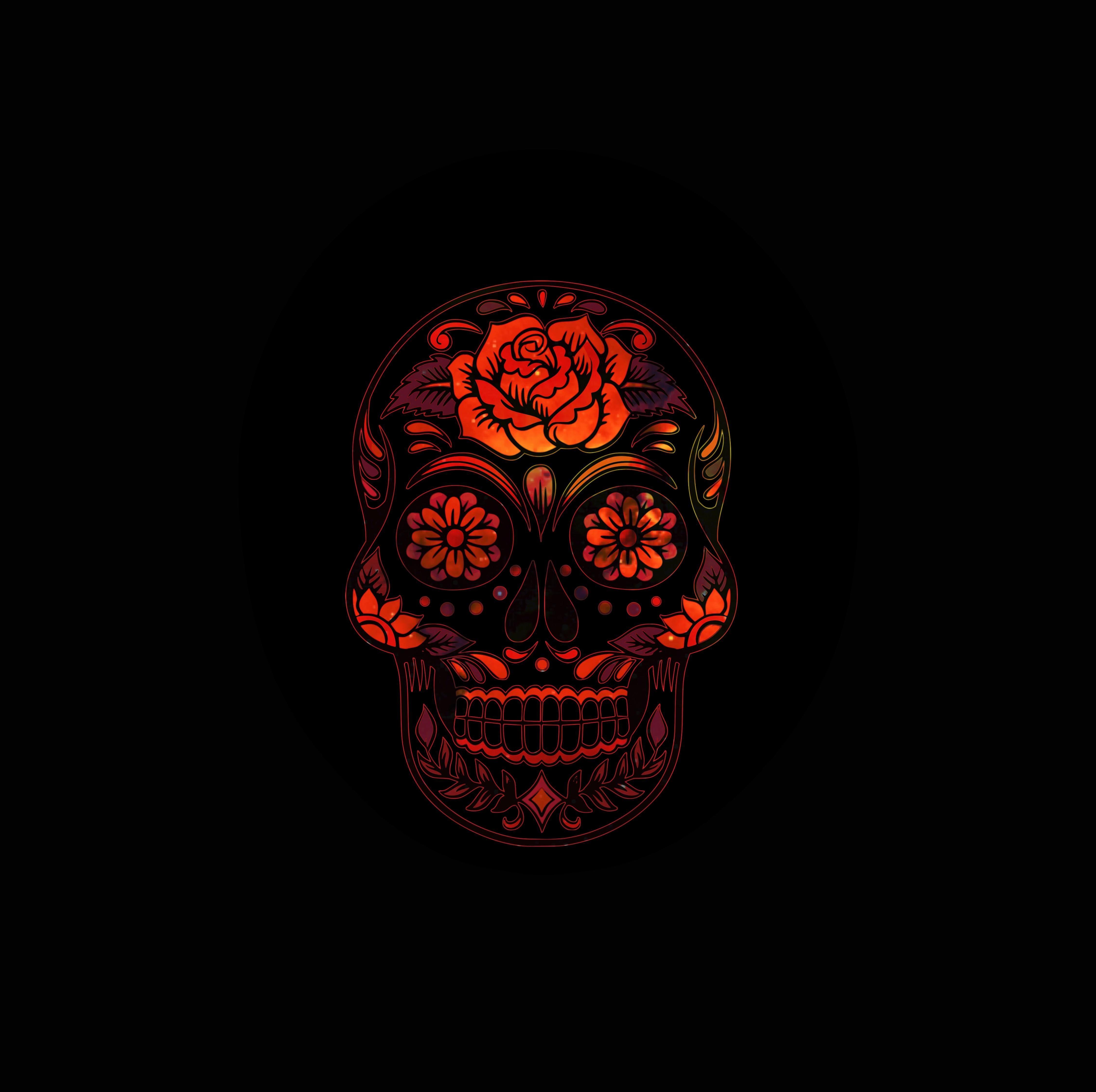 4509x4491 wallpaper skull, glitter, patterns, art, dark HD