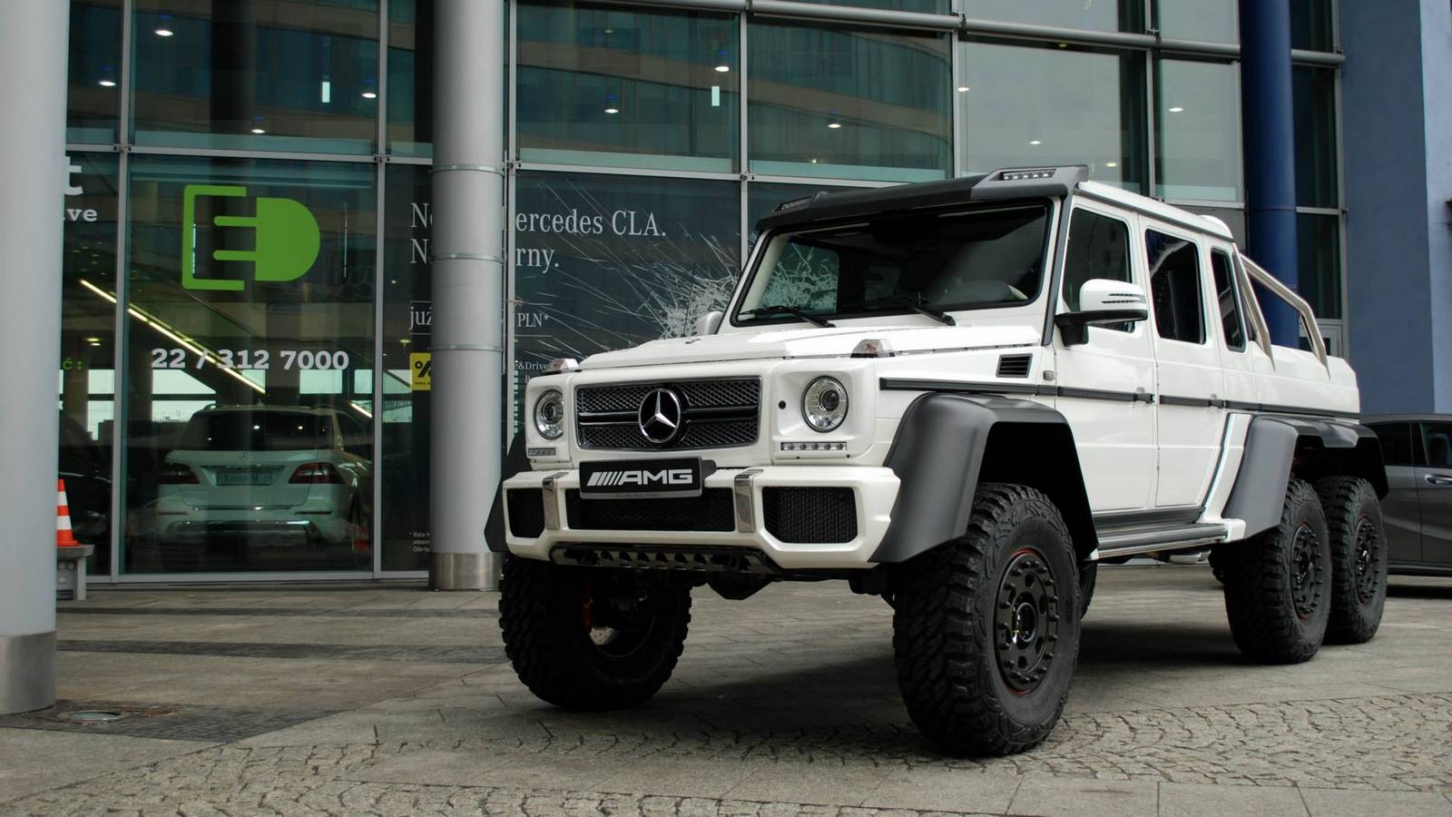 1600x900 White Mercedes Benz G 63 AMG 6x6 In Warsaw Poland