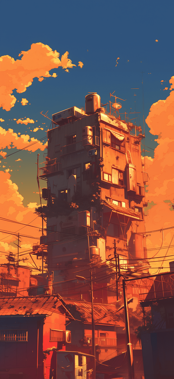 738x1600 Phone Wallpaper Anime Cityscape at