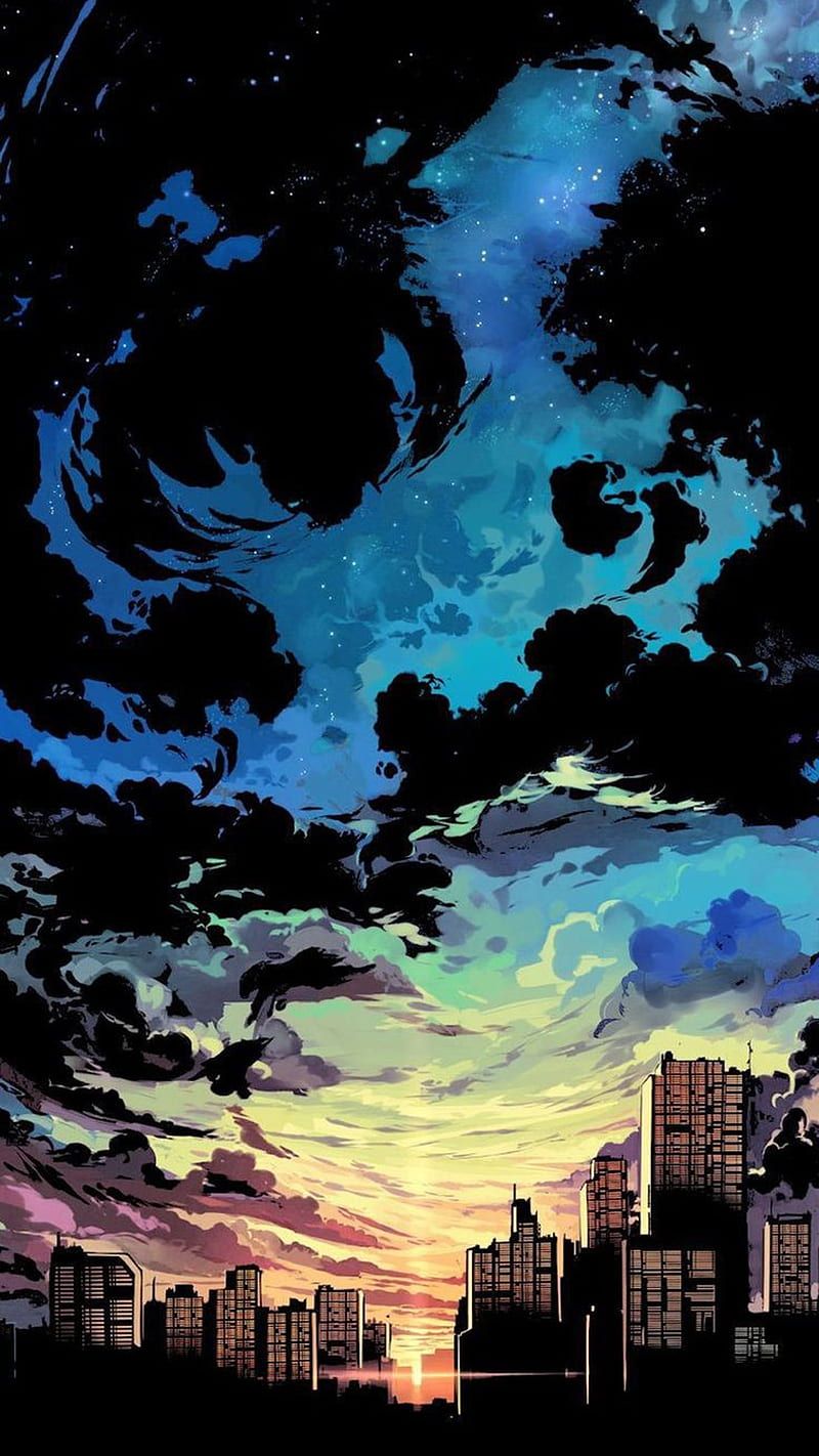 800x1422 Anime Sunset, city, HD phone wallpaper