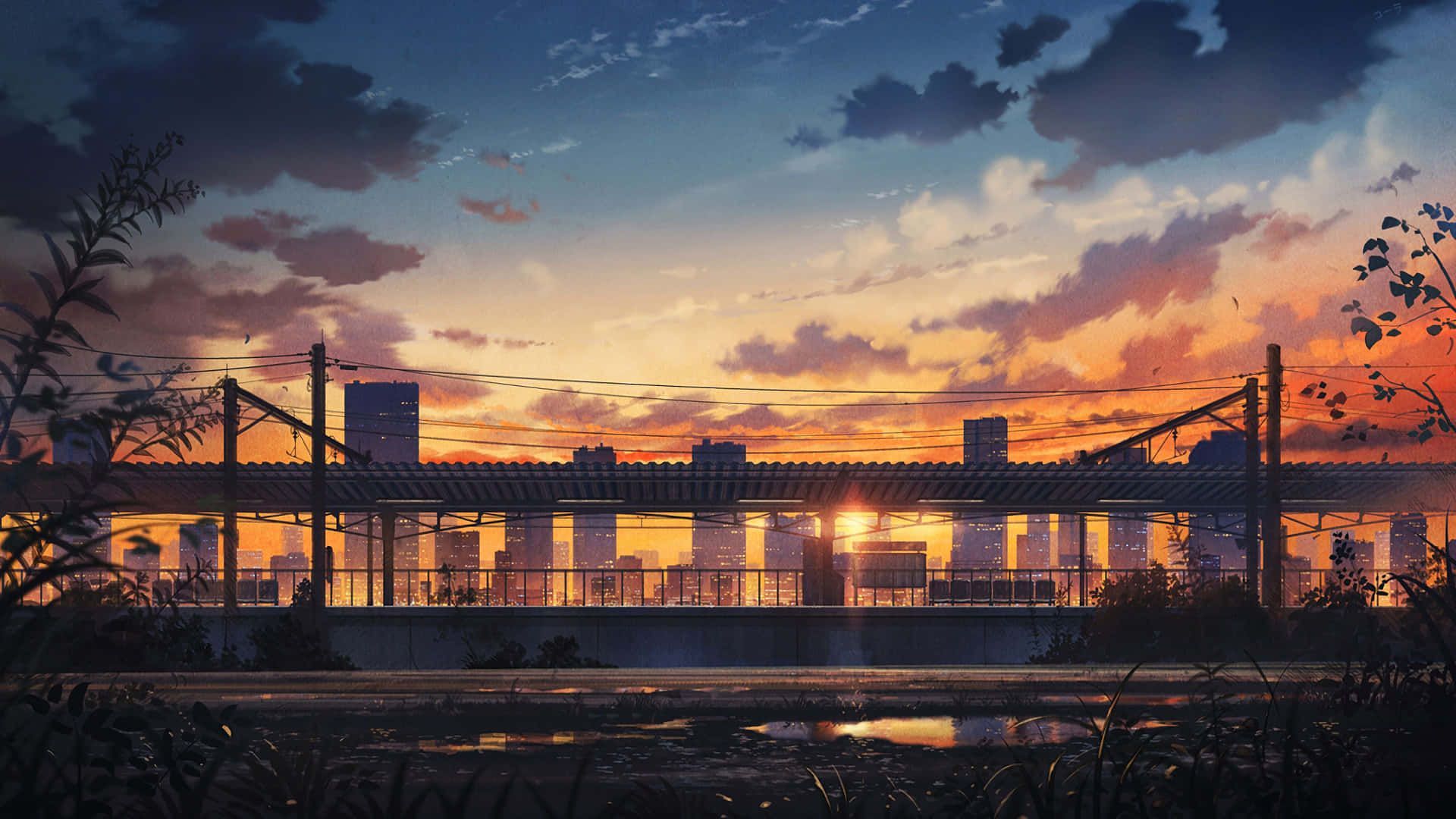 1920x1080 Download Captivating Anime Sunset Scene