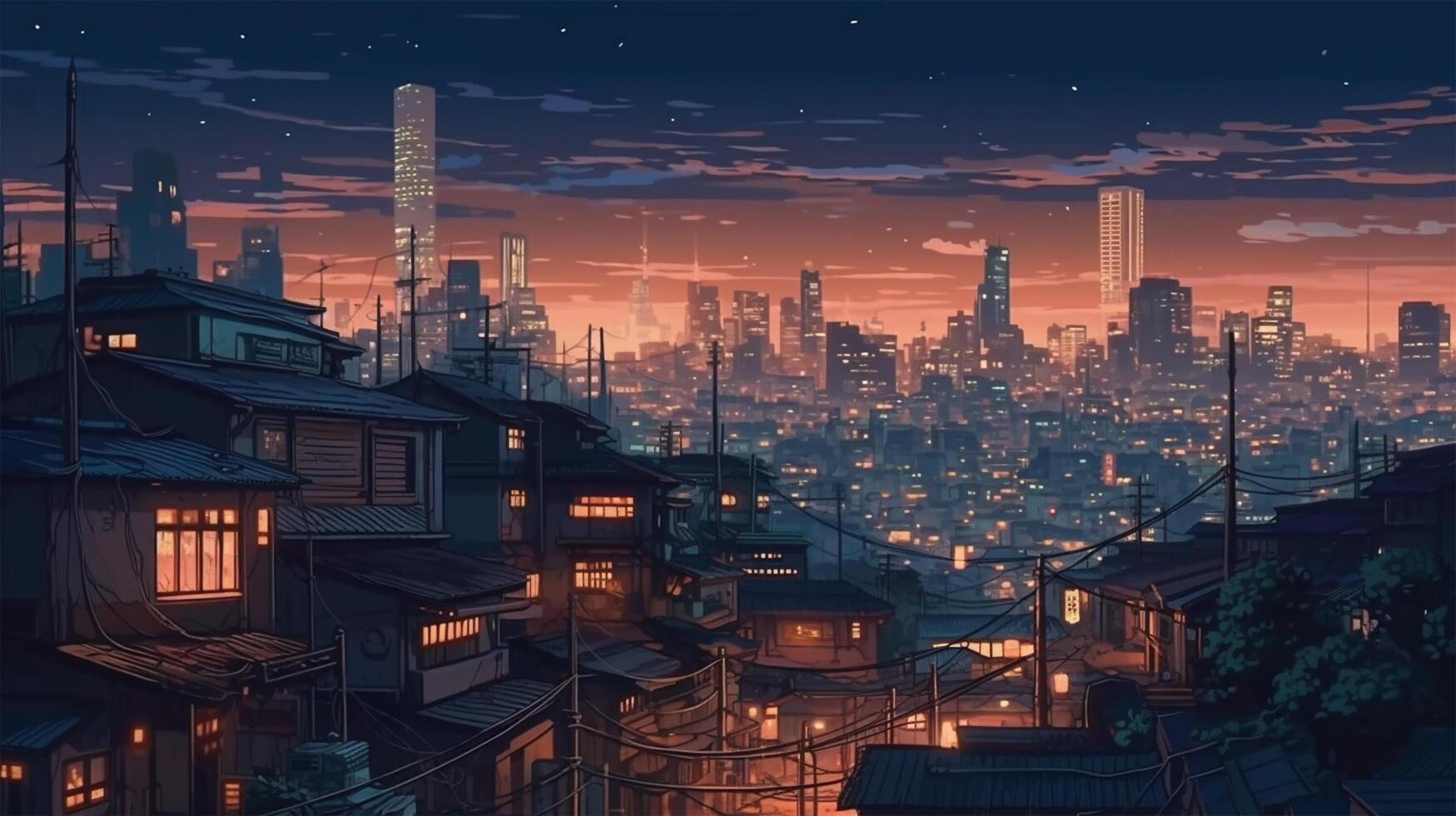 1749x980 Anime City , Image